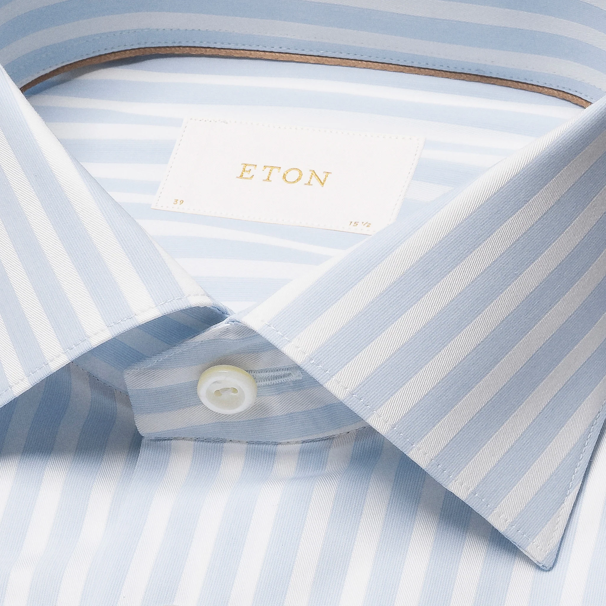 Light Blue Bengal Striped Elevated Piqué Cotton Slim Fit Shirt - ETON - Image 8