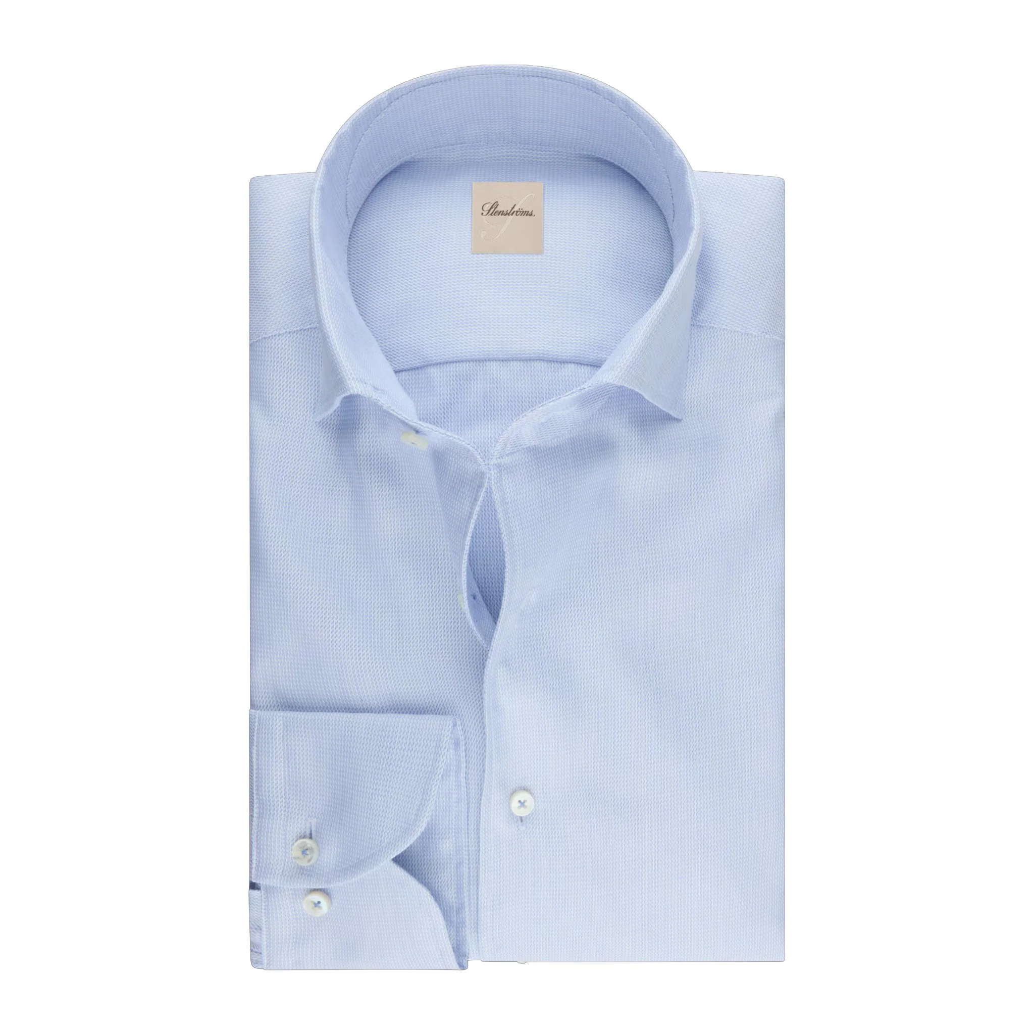Light Blue Casual Slimline Cotton Twill Shirt - Stenströms