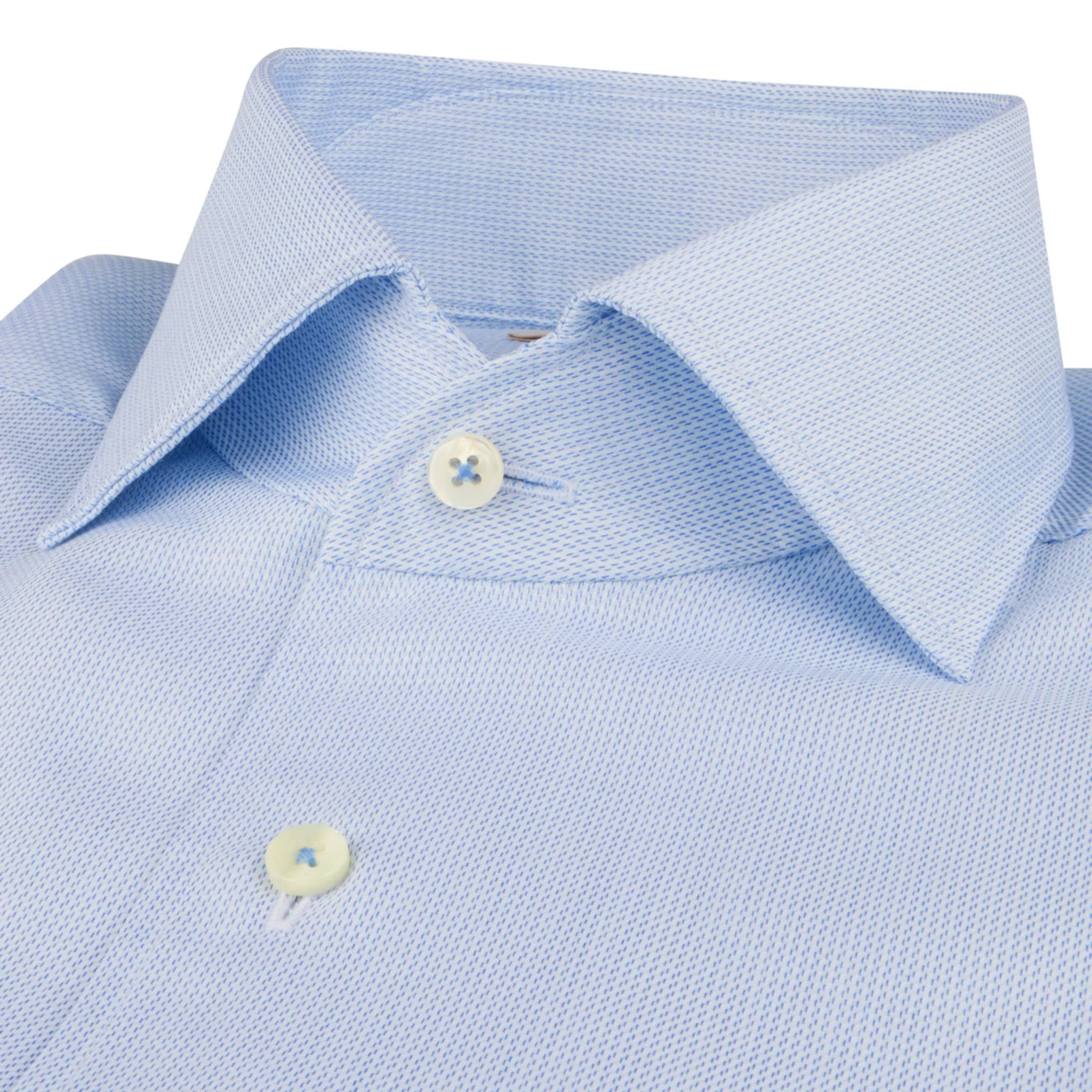 Light Blue Casual Slimline Cotton Twill Shirt - Stenströms - Image 2