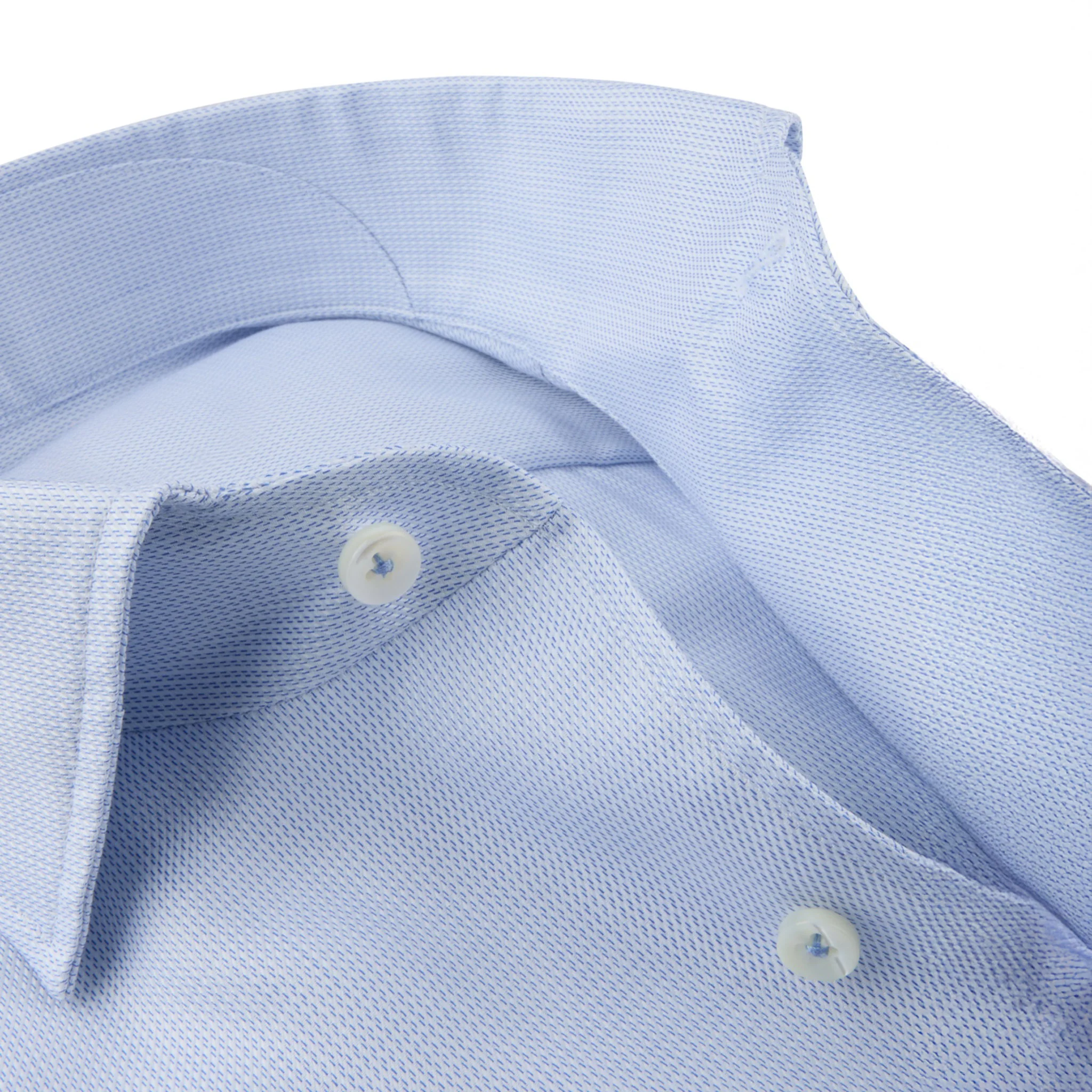 Light Blue Casual Slimline Cotton Twill Shirt - Stenströms - Image 3