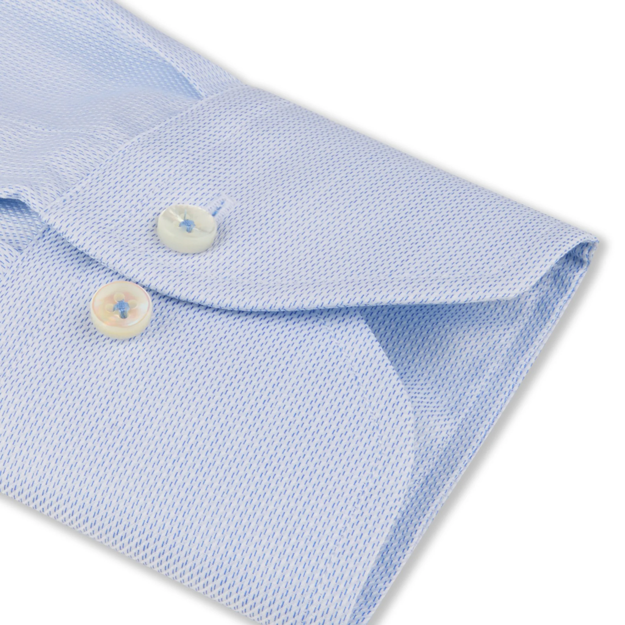 Light Blue Casual Slimline Cotton Twill Shirt - Stenströms - Image 4