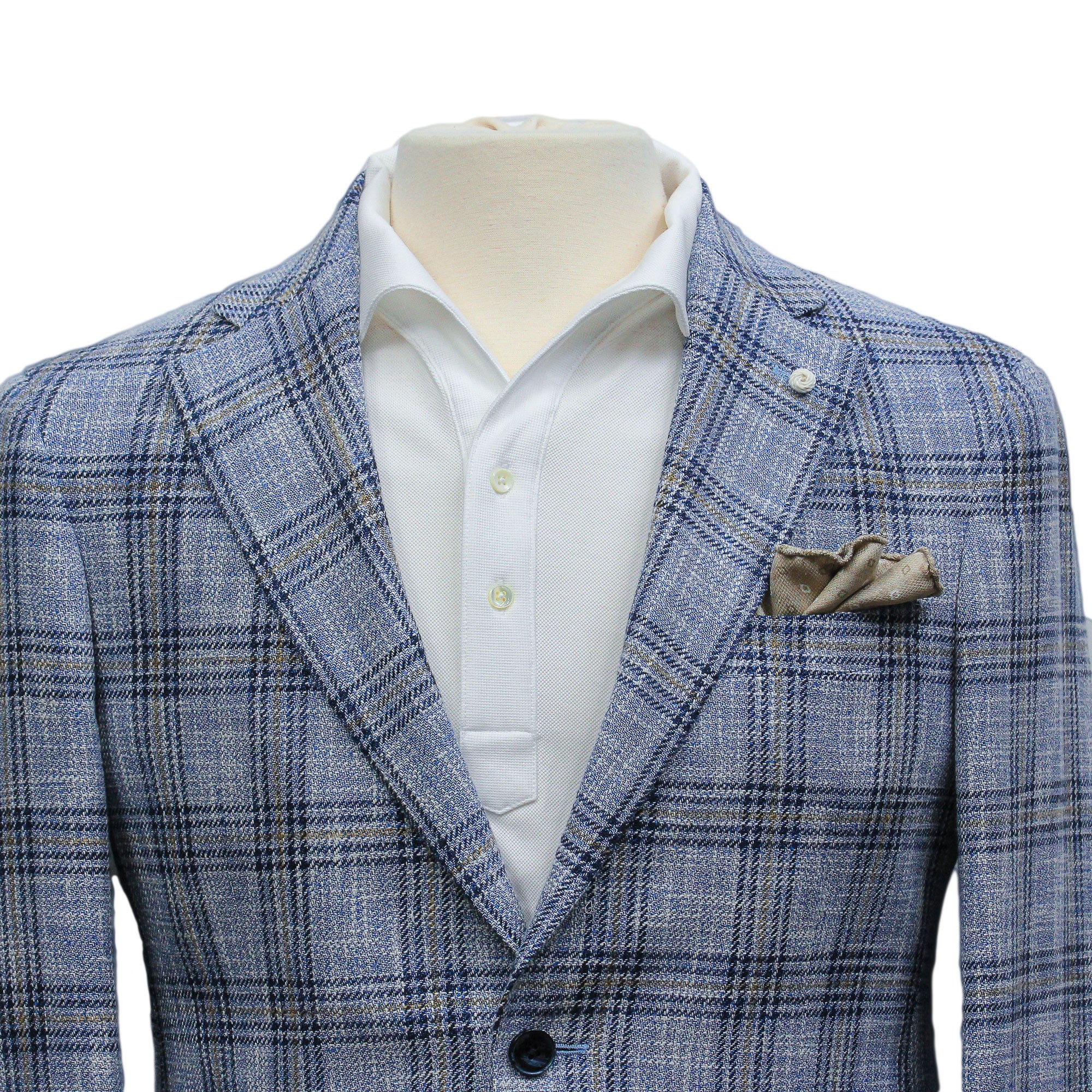 Light Blue Check Cotton-Wool Dream Fit Sport Jacket - Luigi Bianchi - Image 4