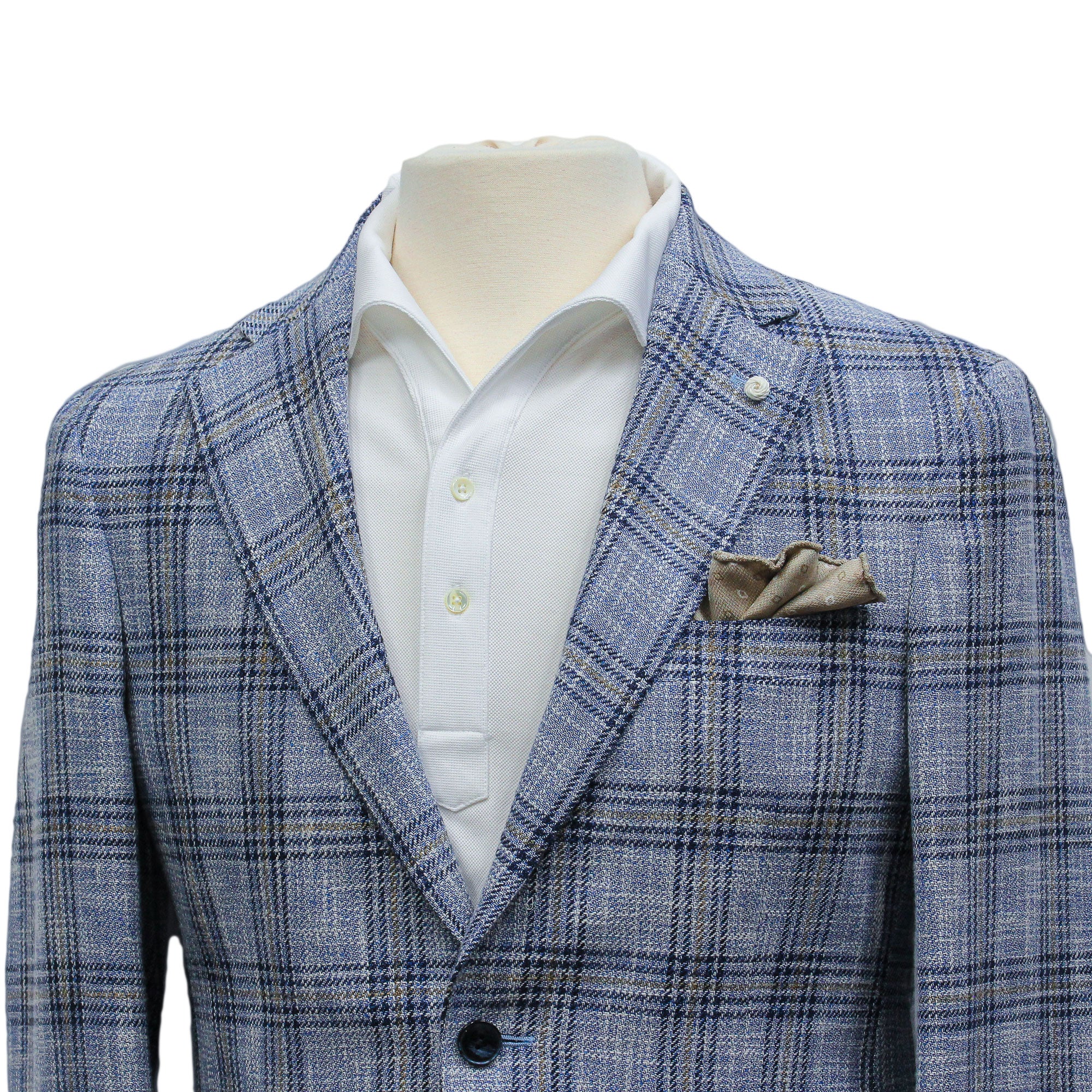 Light Blue Check Cotton-Wool Dream Fit Sport Jacket - Luigi Bianchi - Image 5