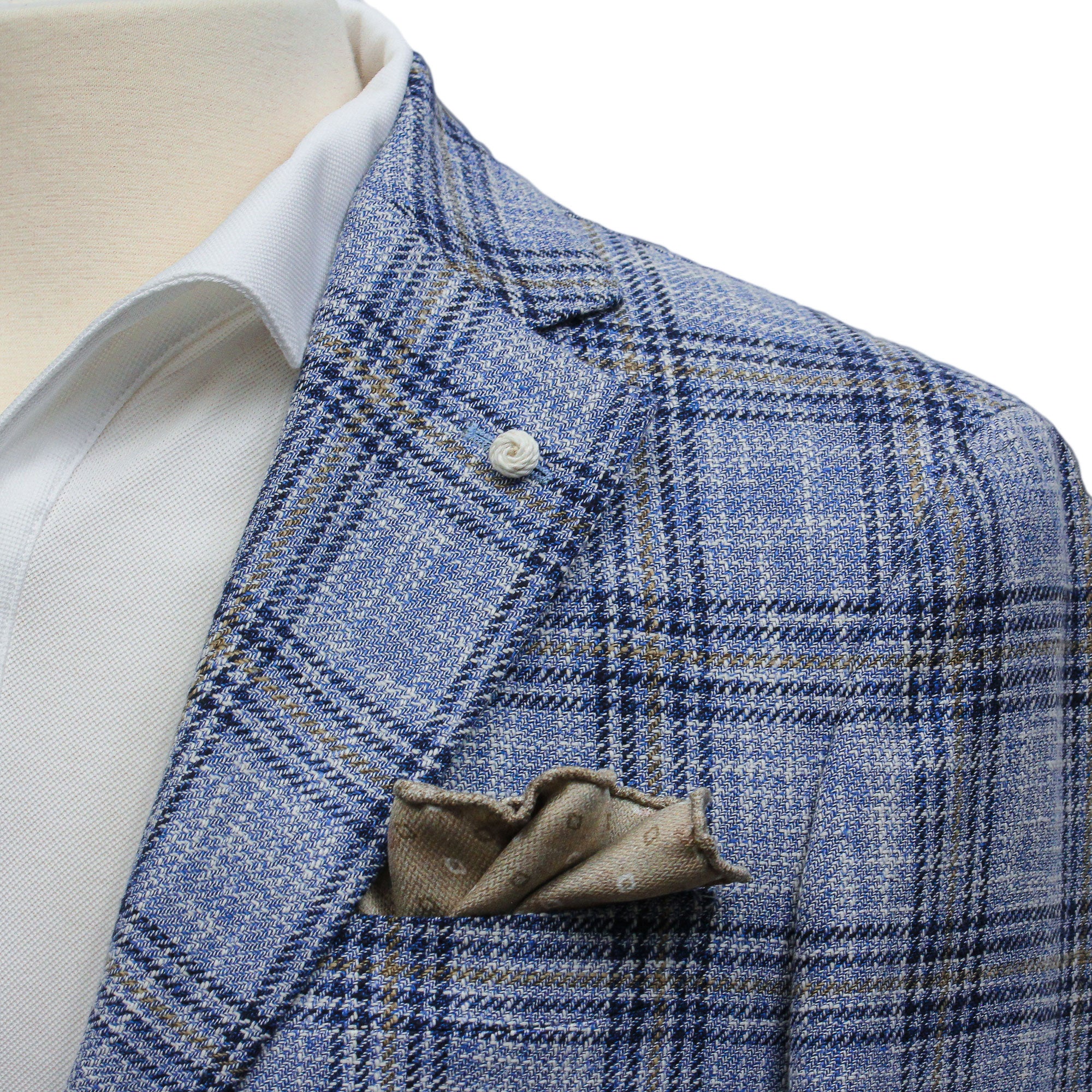 Light Blue Check Cotton-Wool Dream Fit Sport Jacket - Luigi Bianchi - Image 6