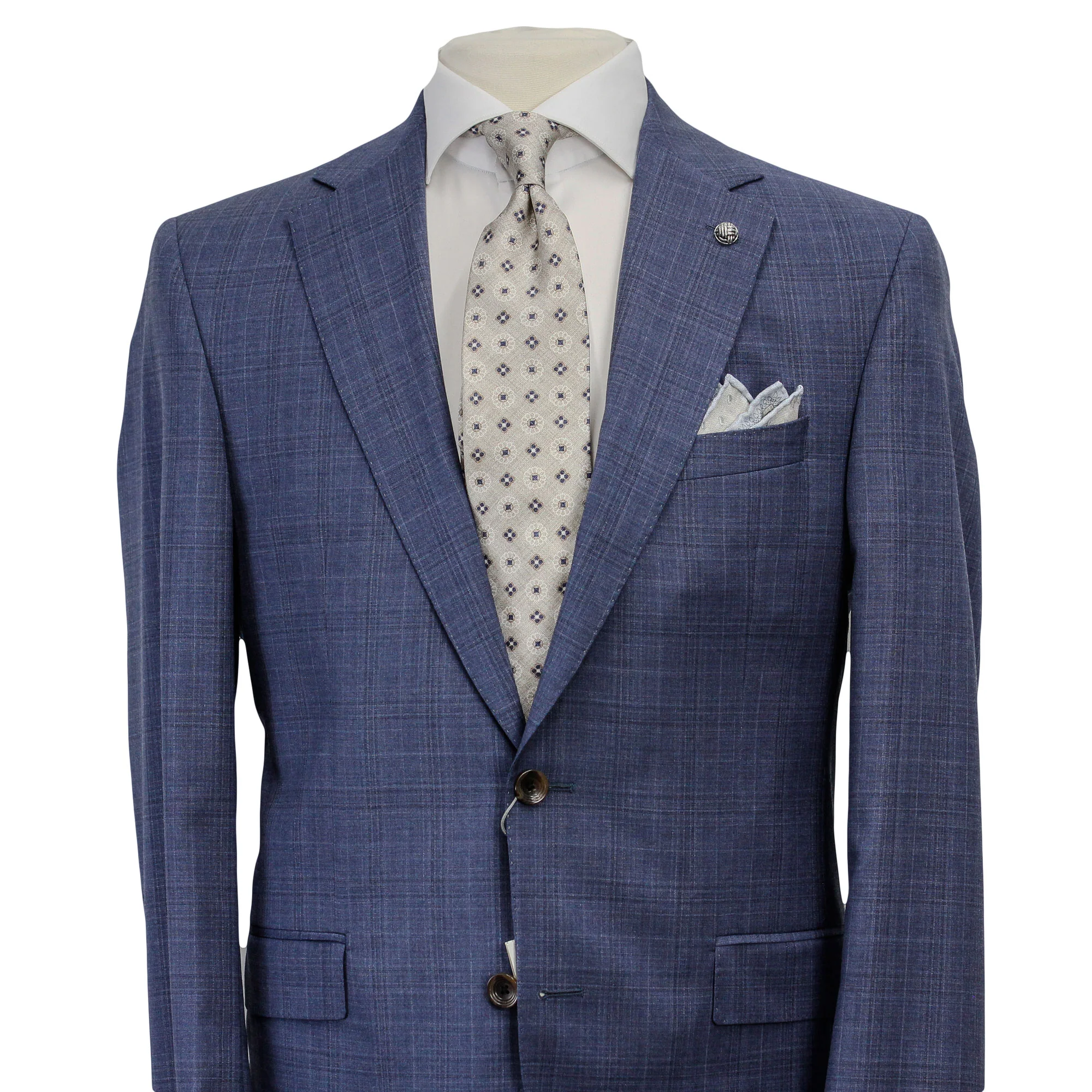 Stone Blue Tonal Check Esprit Modern Fit Suit - Jack Victor - Image 3