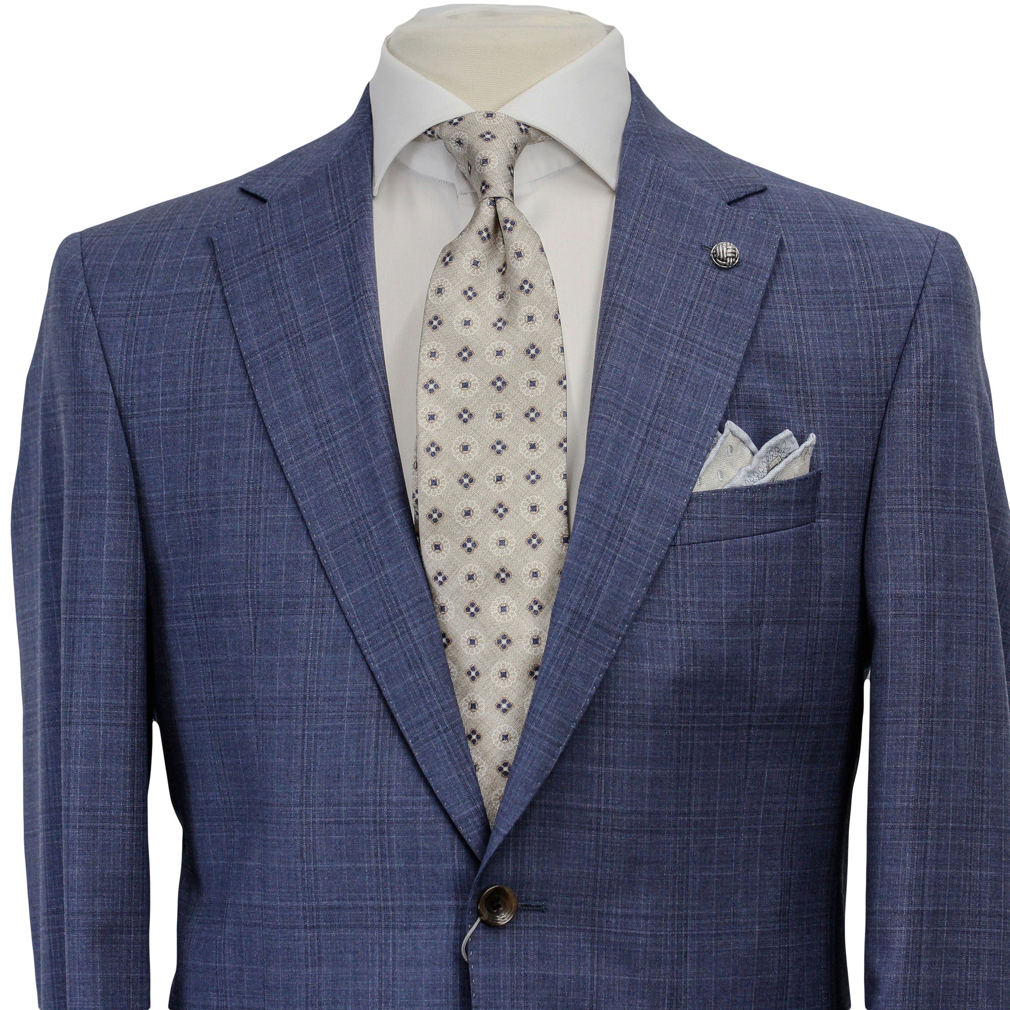 Stone Blue Tonal Check Esprit Modern Fit Suit - Jack Victor - Image 4
