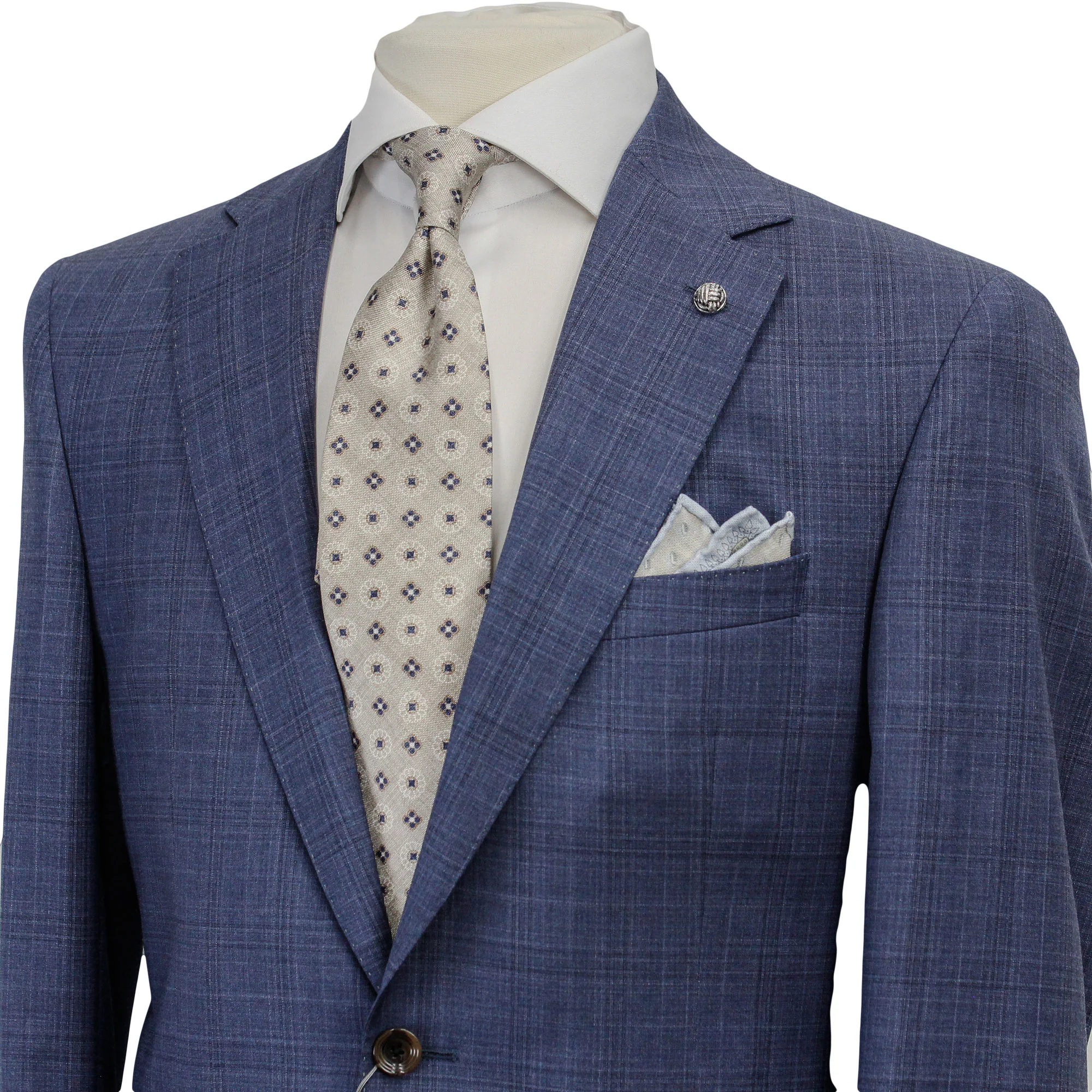 Stone Blue Tonal Check Esprit Modern Fit Suit - Jack Victor - Image 5