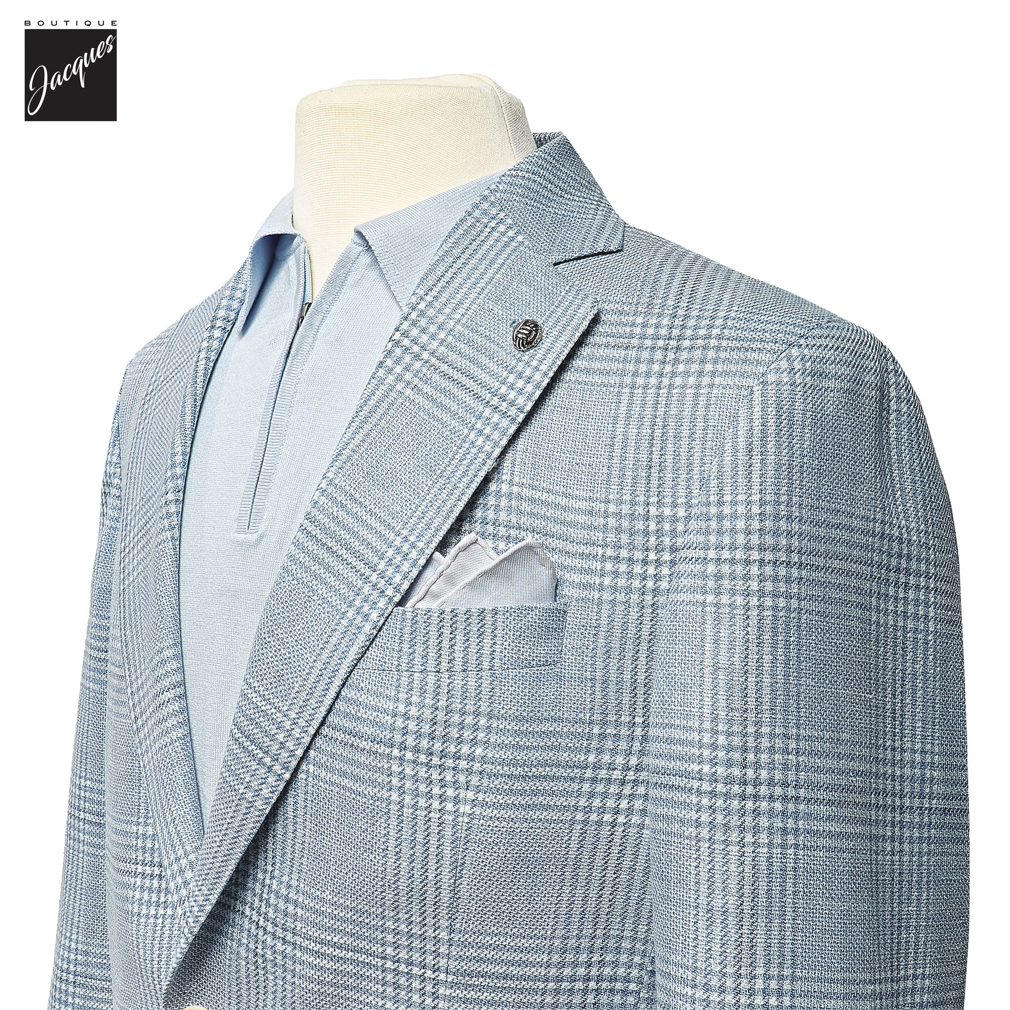 Light Blue Check Loro Piana Summertime Montana Contemporary Sport Jacket - Jack Victor - Image 2