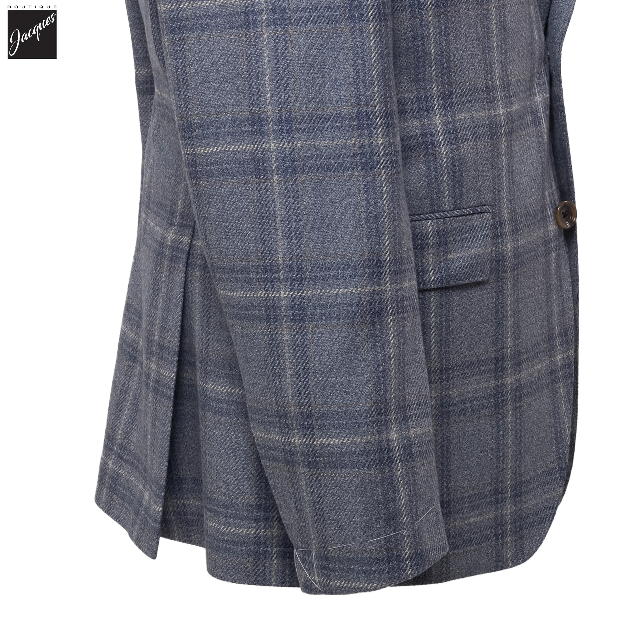 Light Blue Check McAllen Loro Piana Wool Silk Contemporary Fit Sport Jacket - Jack Victor - Image 3
