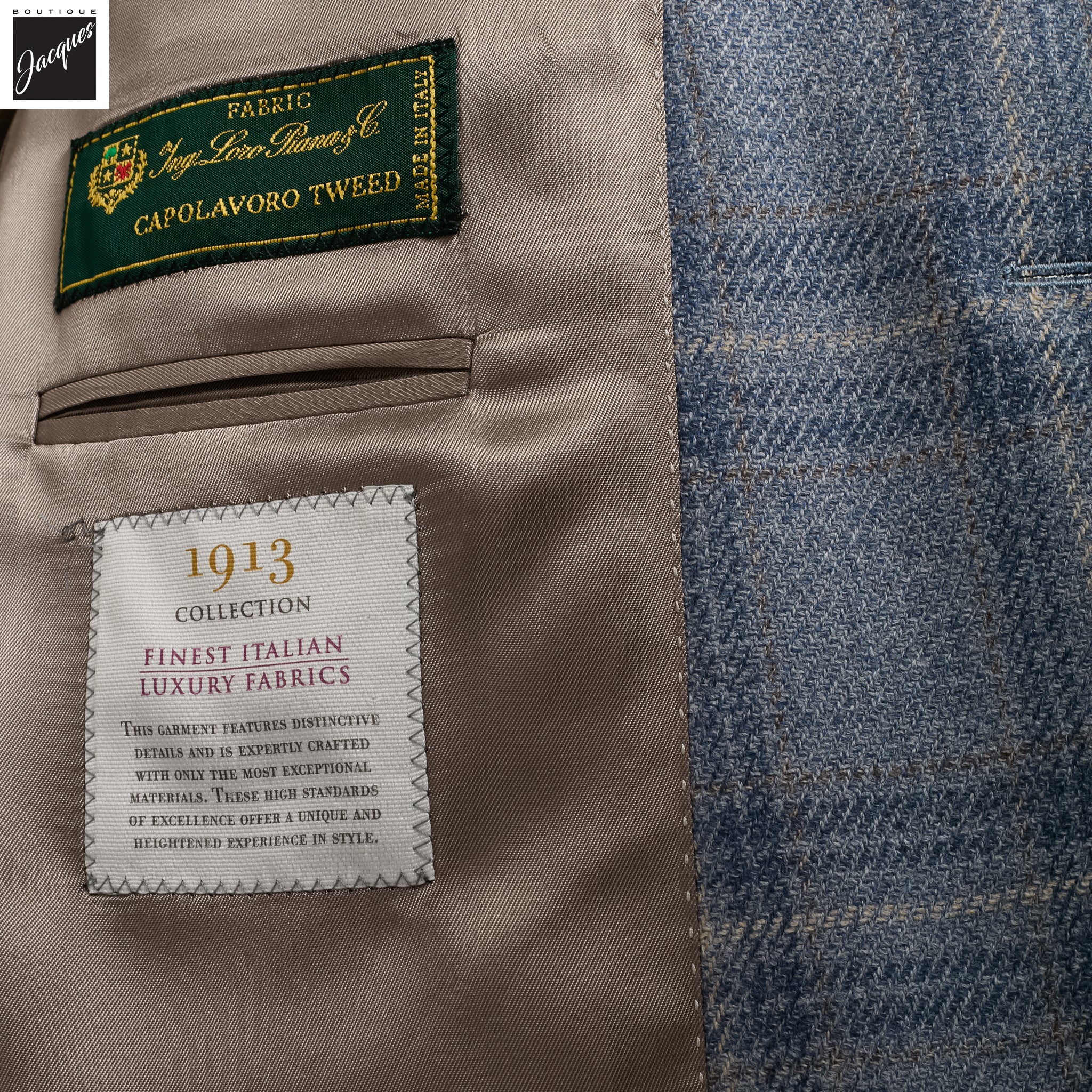 Light Blue Check McAllen Loro Piana Wool Silk Contemporary Fit Sport Jacket - Jack Victor - Image 4