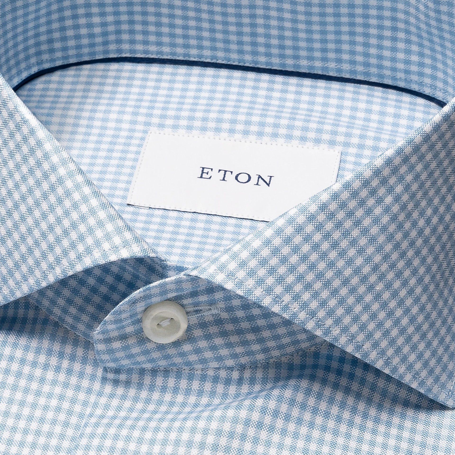 Light Blue Check Signature Oxford Contemporary Fit Shirt - ETON - Image 2