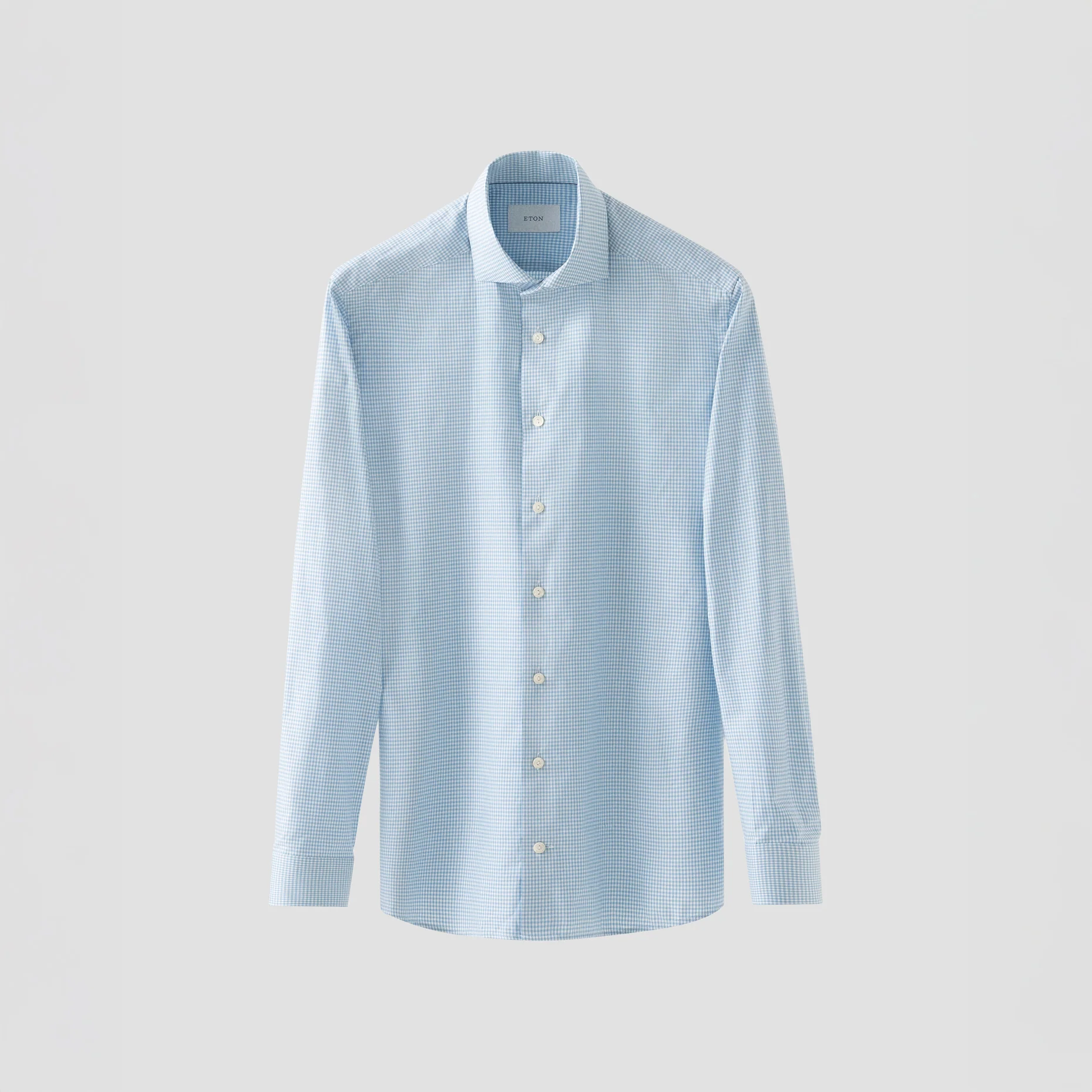 Light Blue Check Signature Oxford Contemporary Fit Shirt - ETON - Image 4