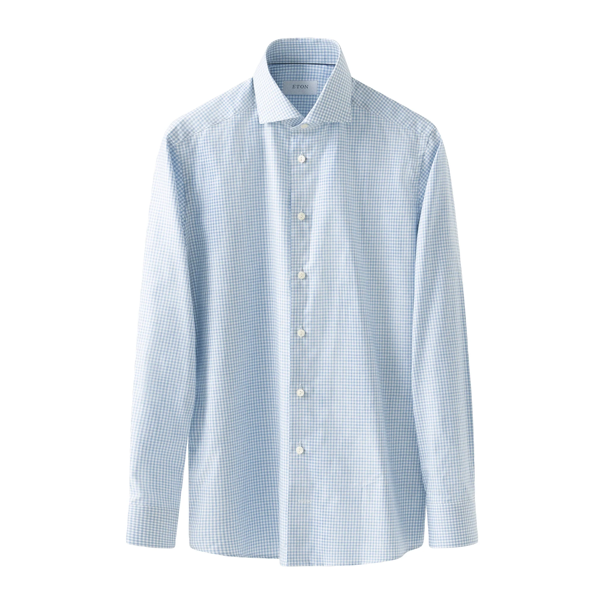 Light Blue Check Signature Oxford Slim Fit Shirt - ETON - Image 2
