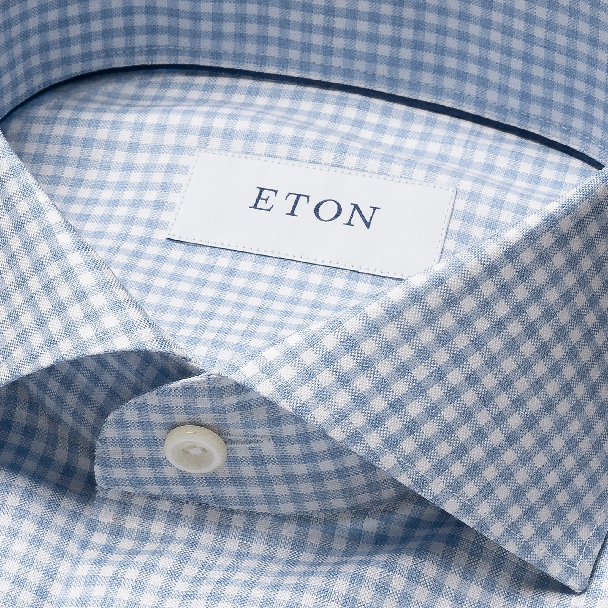 Light Blue Check Signature Oxford Slim Fit Shirt - ETON - Image 3