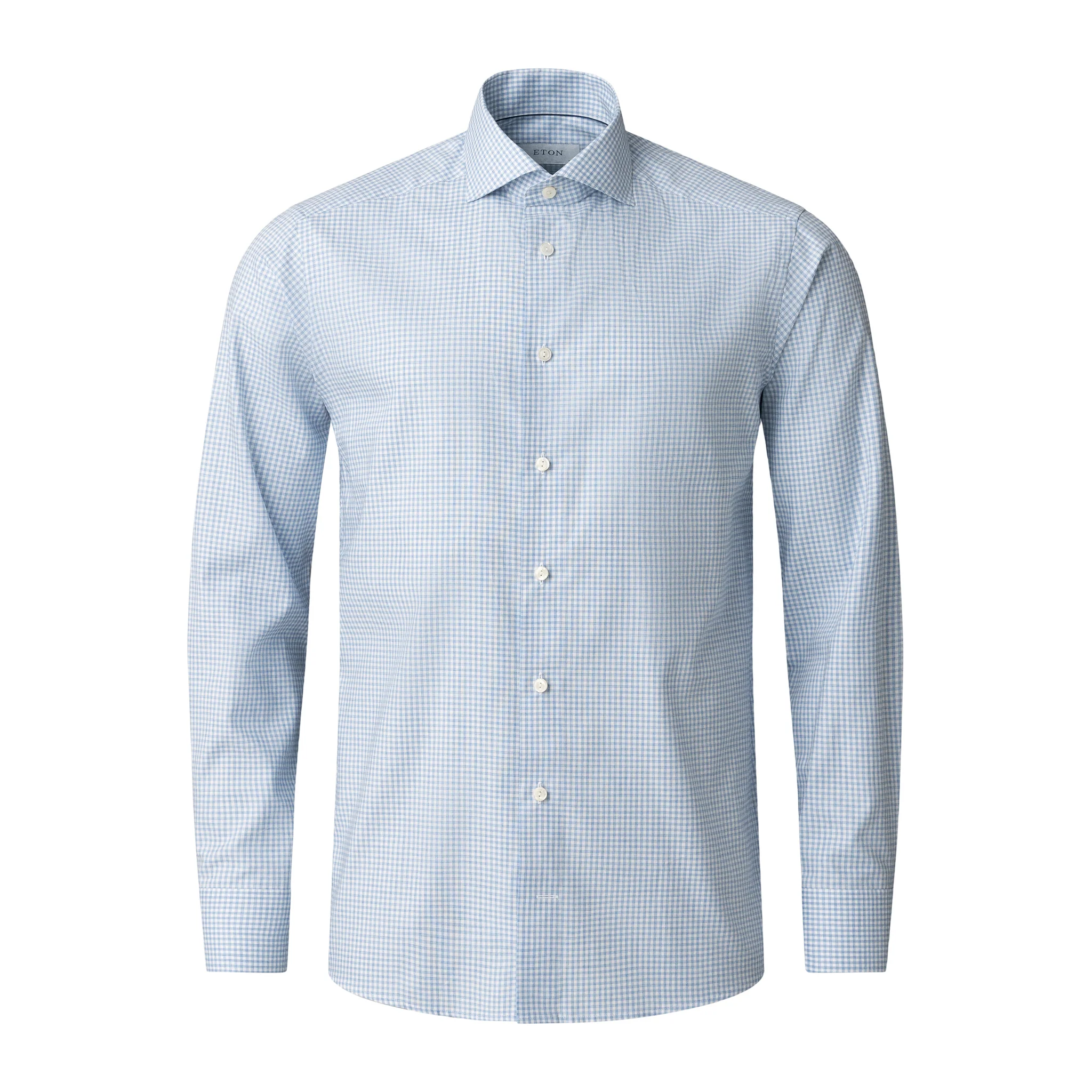 Light Blue Check Signature Oxford Slim Fit Shirt - ETON - Image 8