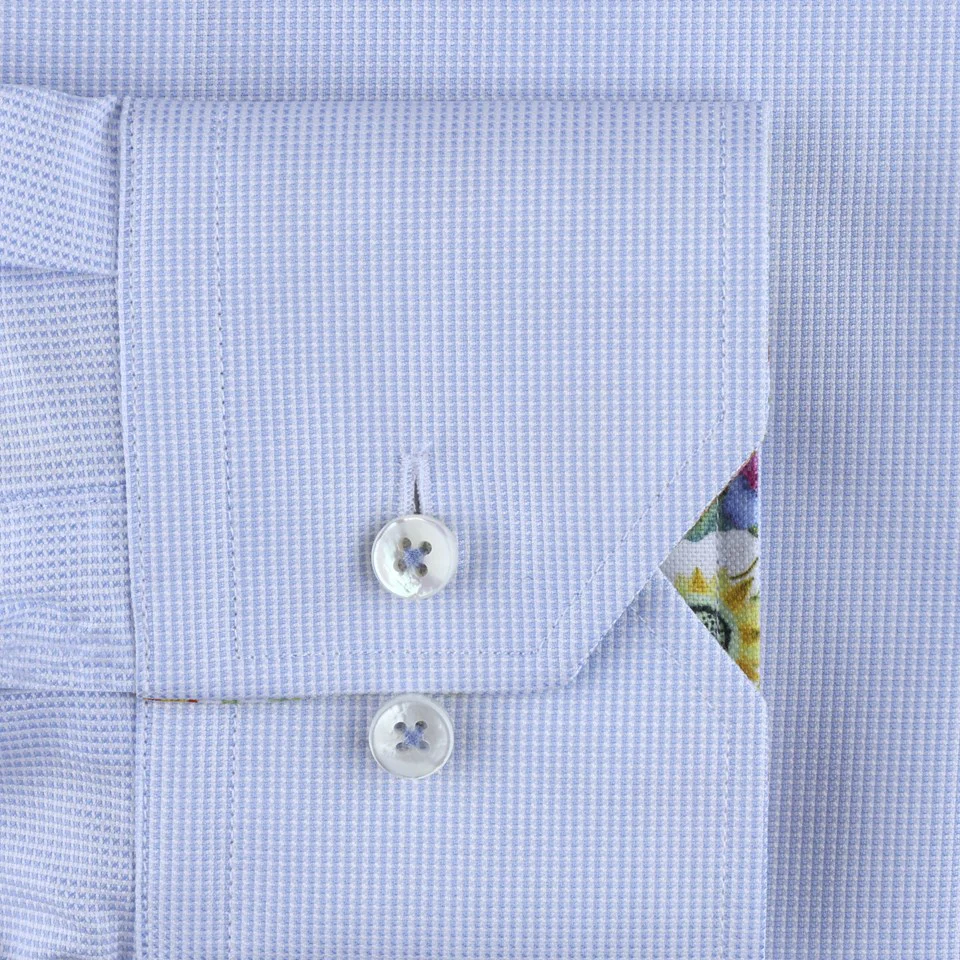 Light Blue Contrast Oxford Slimline Shirt - Stenströms - Image 3