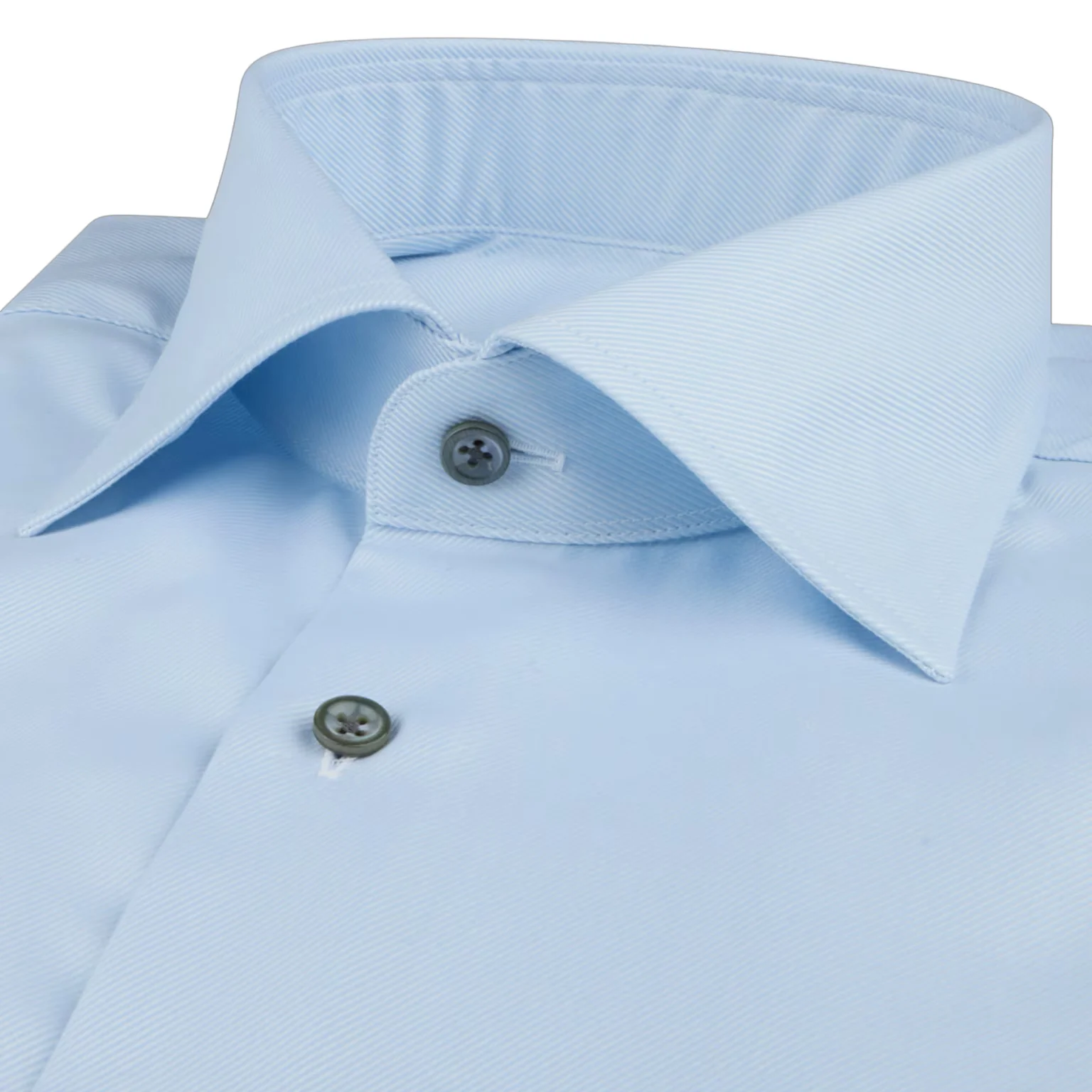 Light Blue Cotton Twill Fitted Body Dress Shirt - Stenströms - Image 2