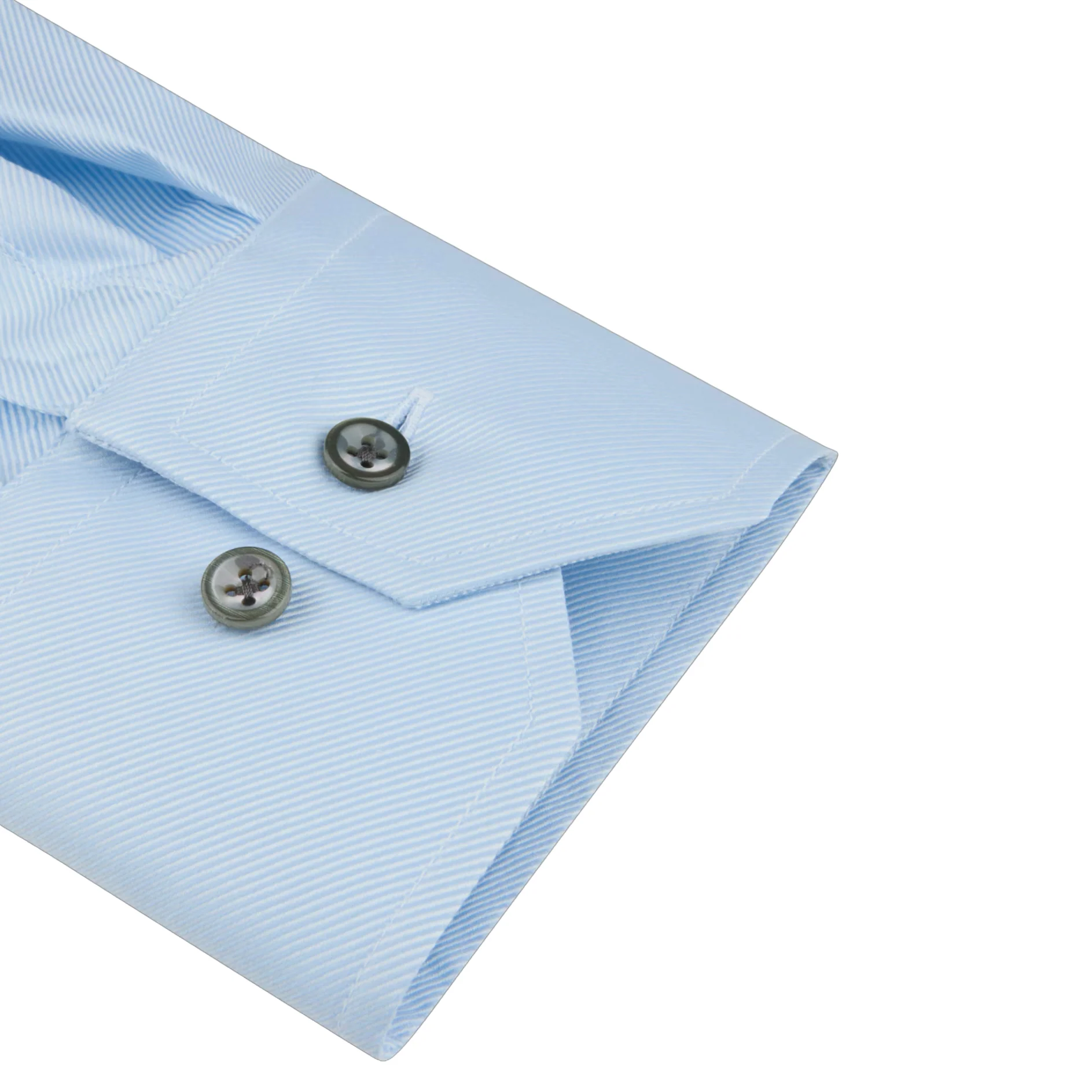 Light Blue Cotton Twill Fitted Body Dress Shirt - Stenströms - Image 3