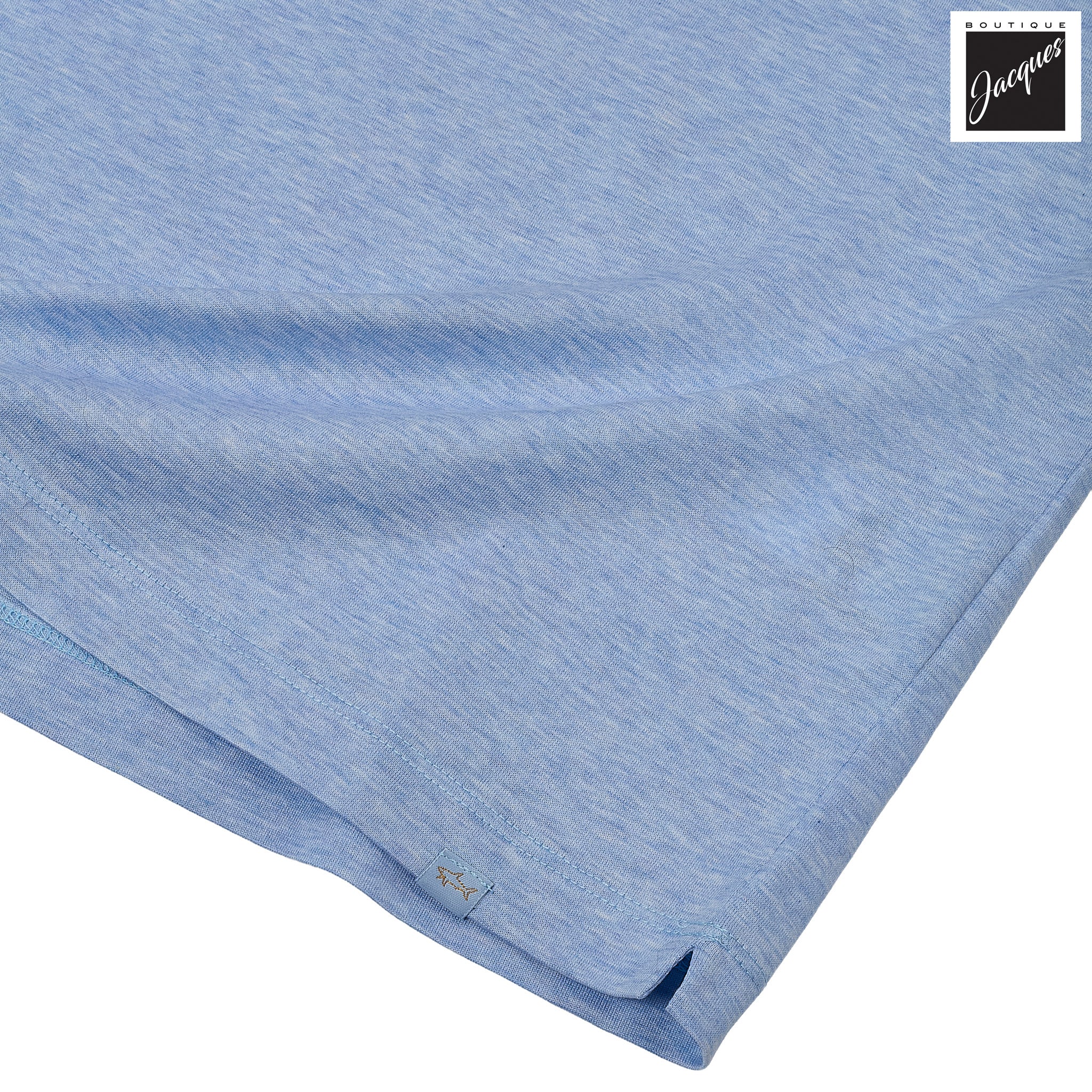 Light Blue Double-Mercerized Cotton Zip Polo with Linen Trims - Paul & Shark - Image 6