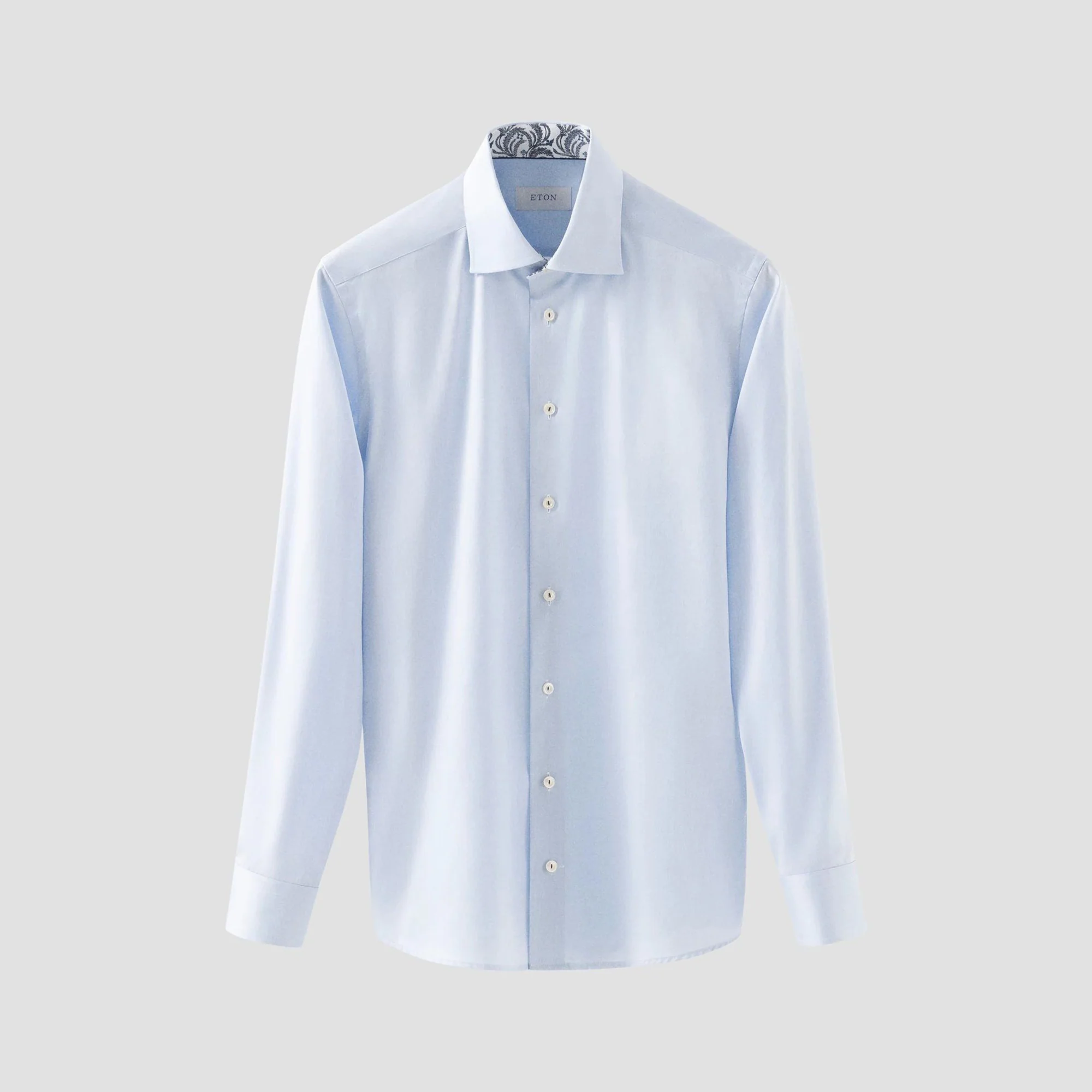 Light Blue Floral Effect Signature Twill Slim Fit Shirt - ETON - Image 5