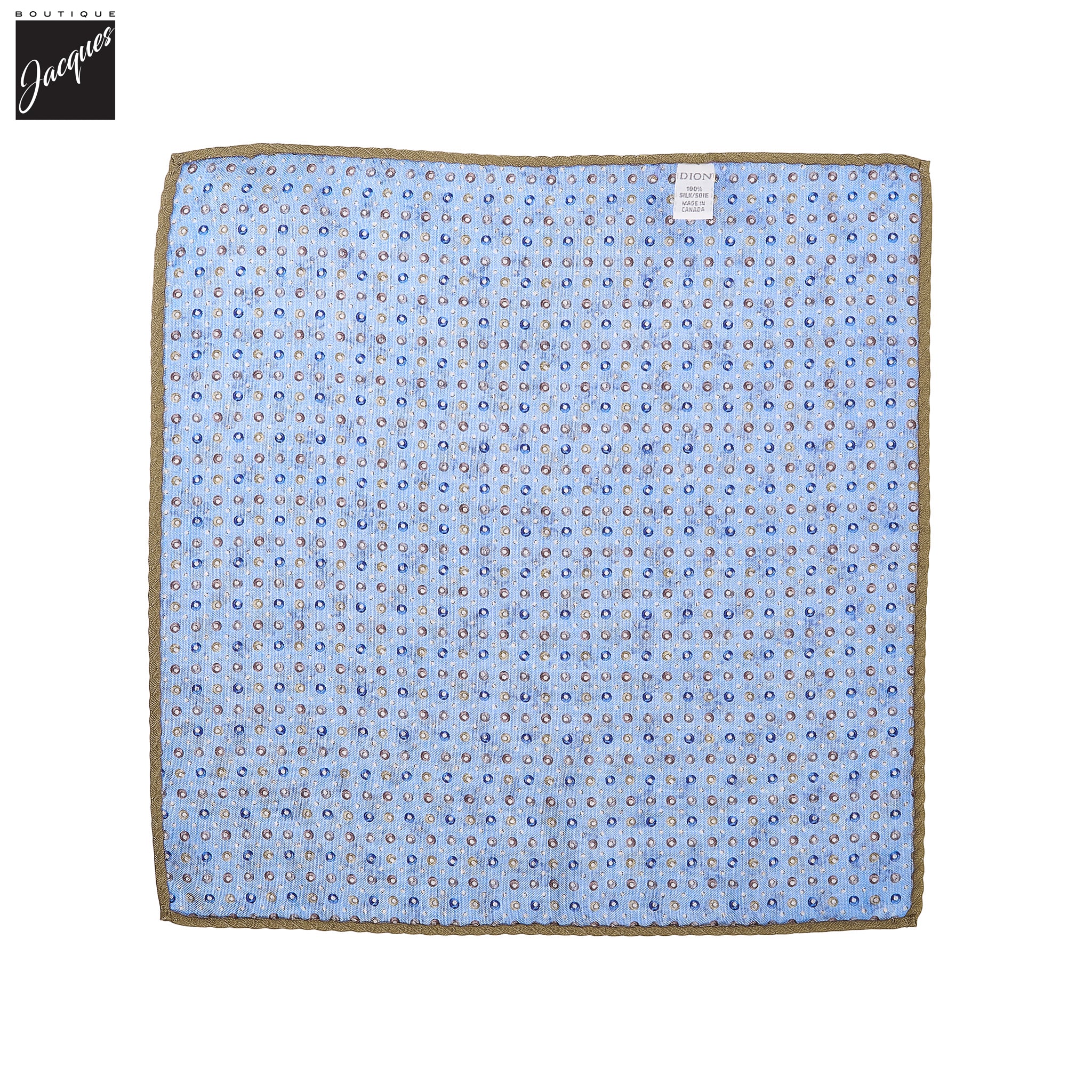 Light Blue Floral/Micro-Medallion Reversible Silk Pocket Square - DION - Image 3