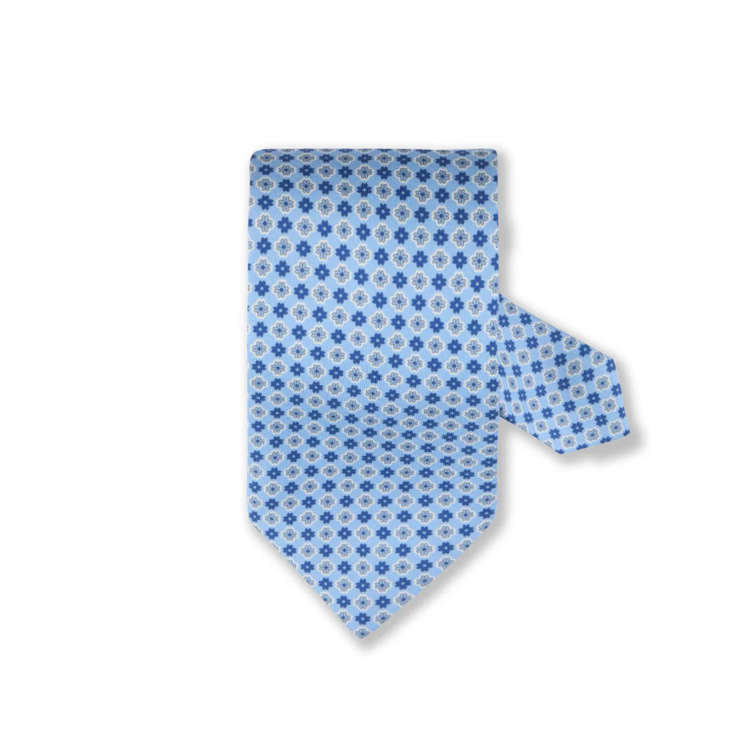 Light Blue Floral Patterned Silk Tie - Stenströms
