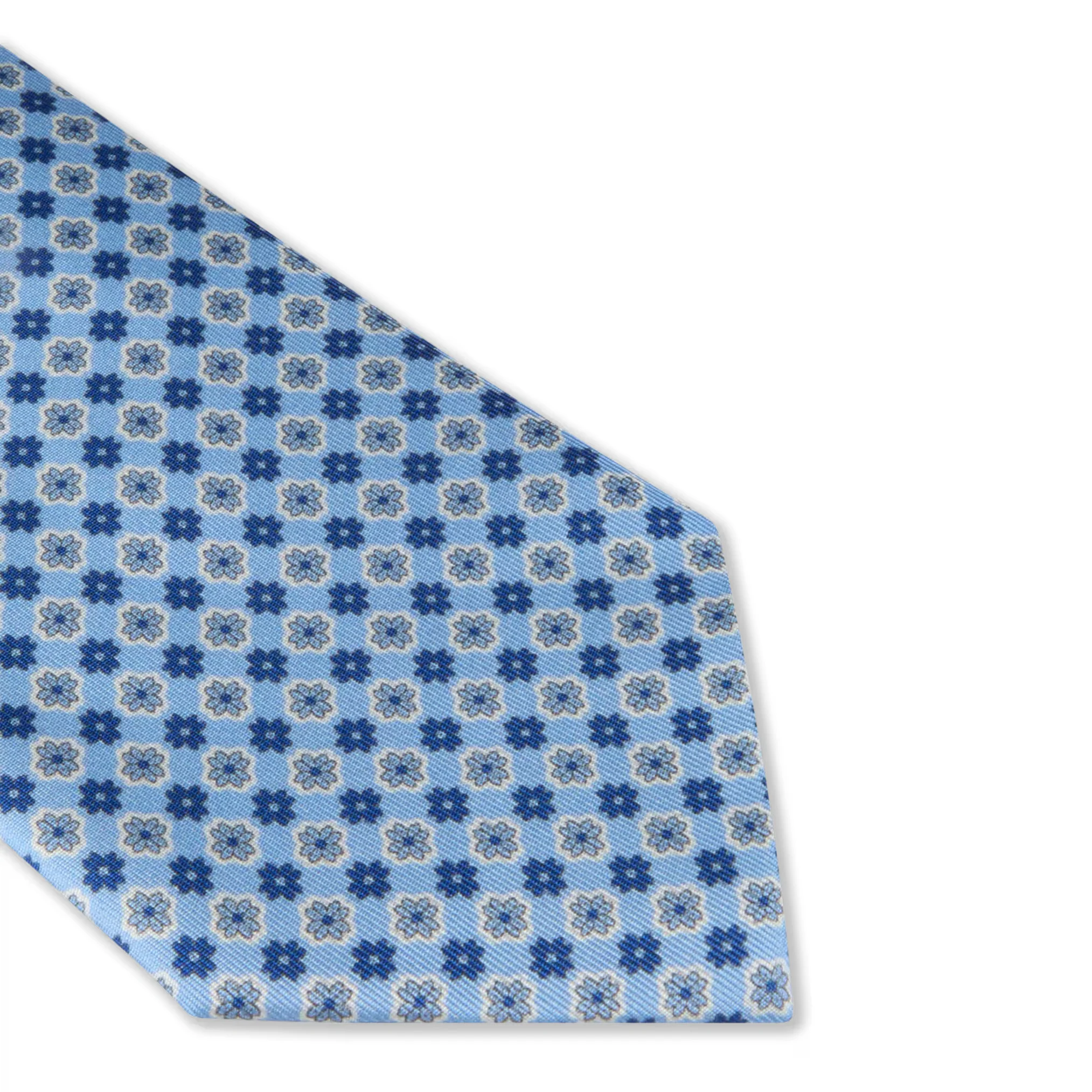 Light Blue Floral Patterned Silk Tie - Stenströms - Image 2