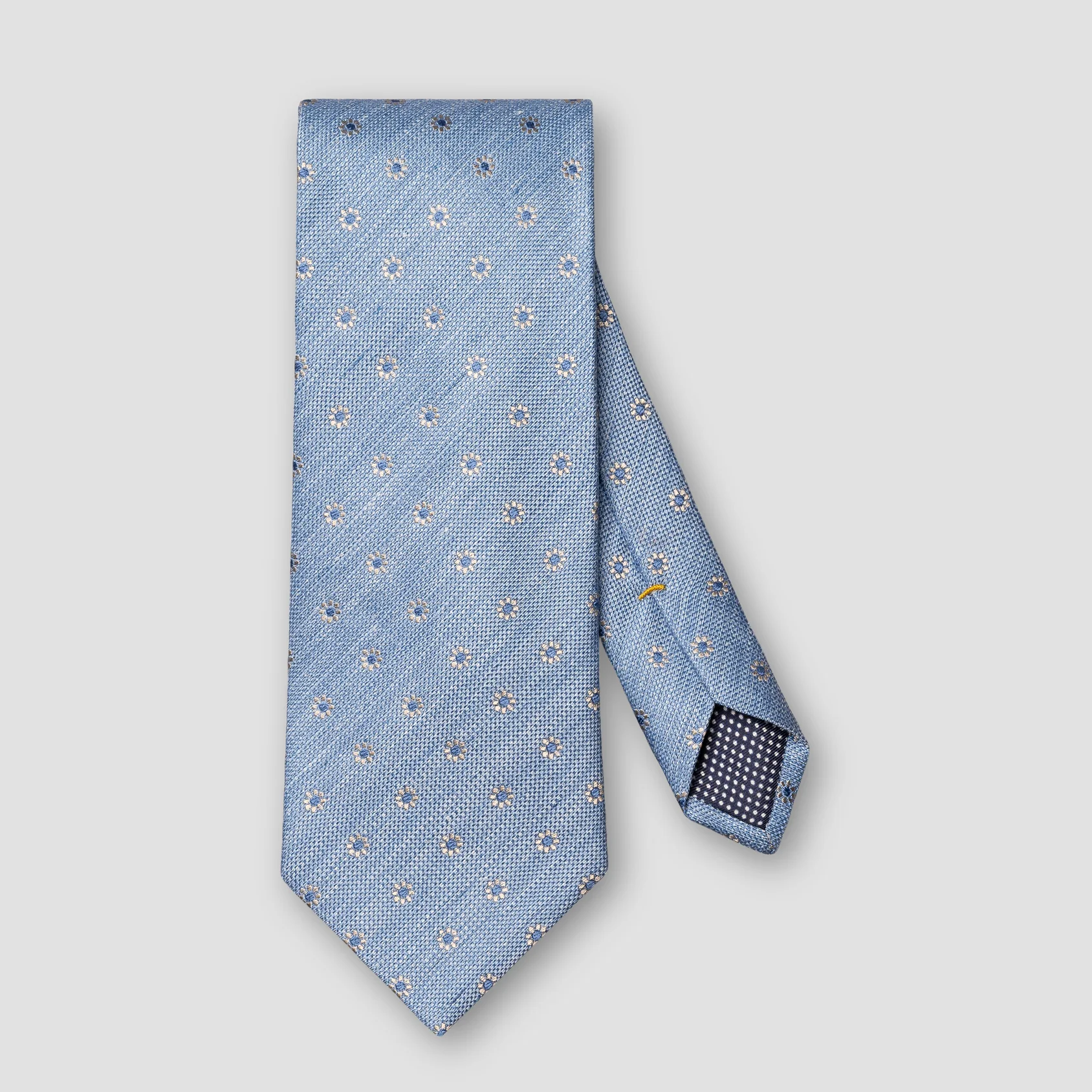 Light Blue Floral Woven Silk-Linen Tie - ETON - Image 2