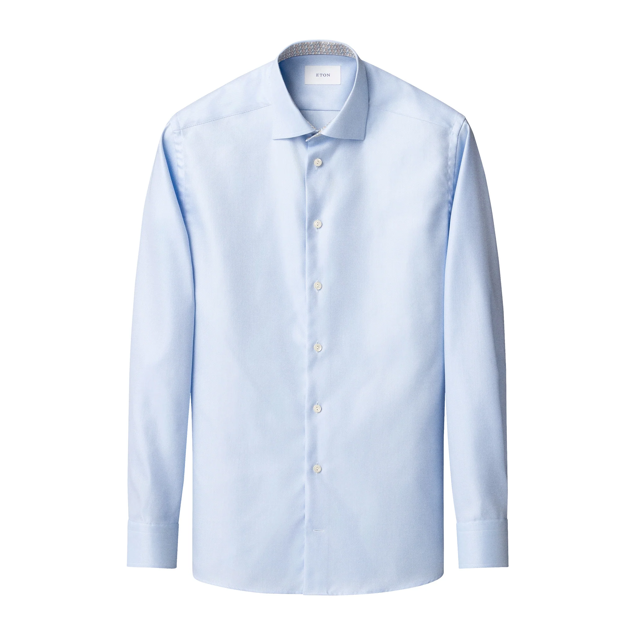Light Blue Geometric Trim Textured Twill Contemporary Fit Shirt - ETON - Image 2