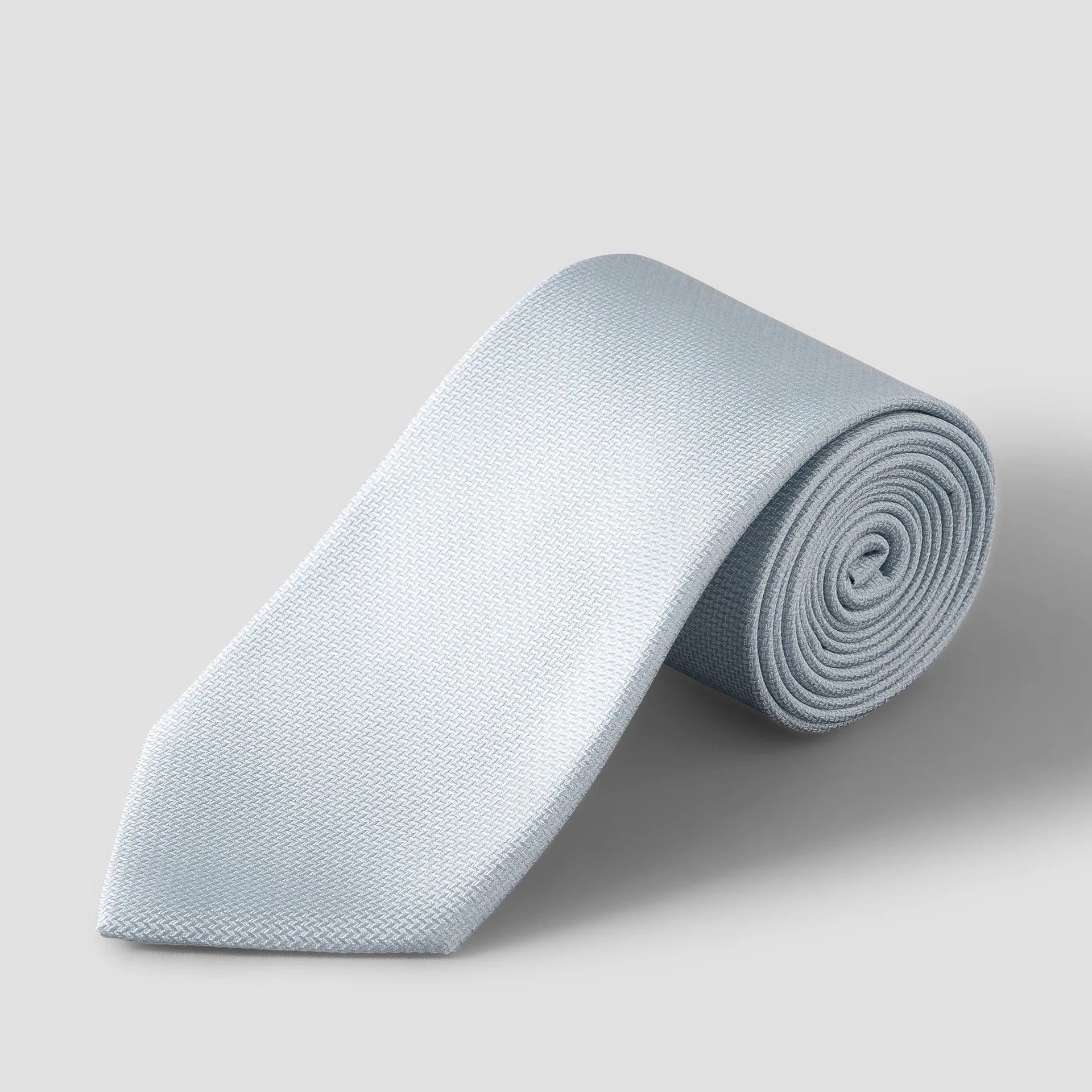 Light Blue Herringbone Woven Silk Tie - ETON - Image 3