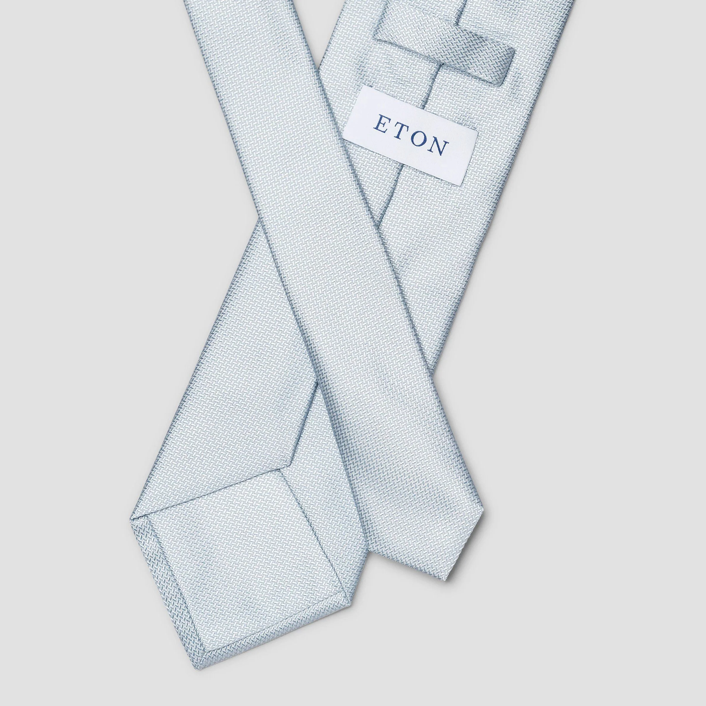 Light Blue Herringbone Woven Silk Tie - ETON - Image 4