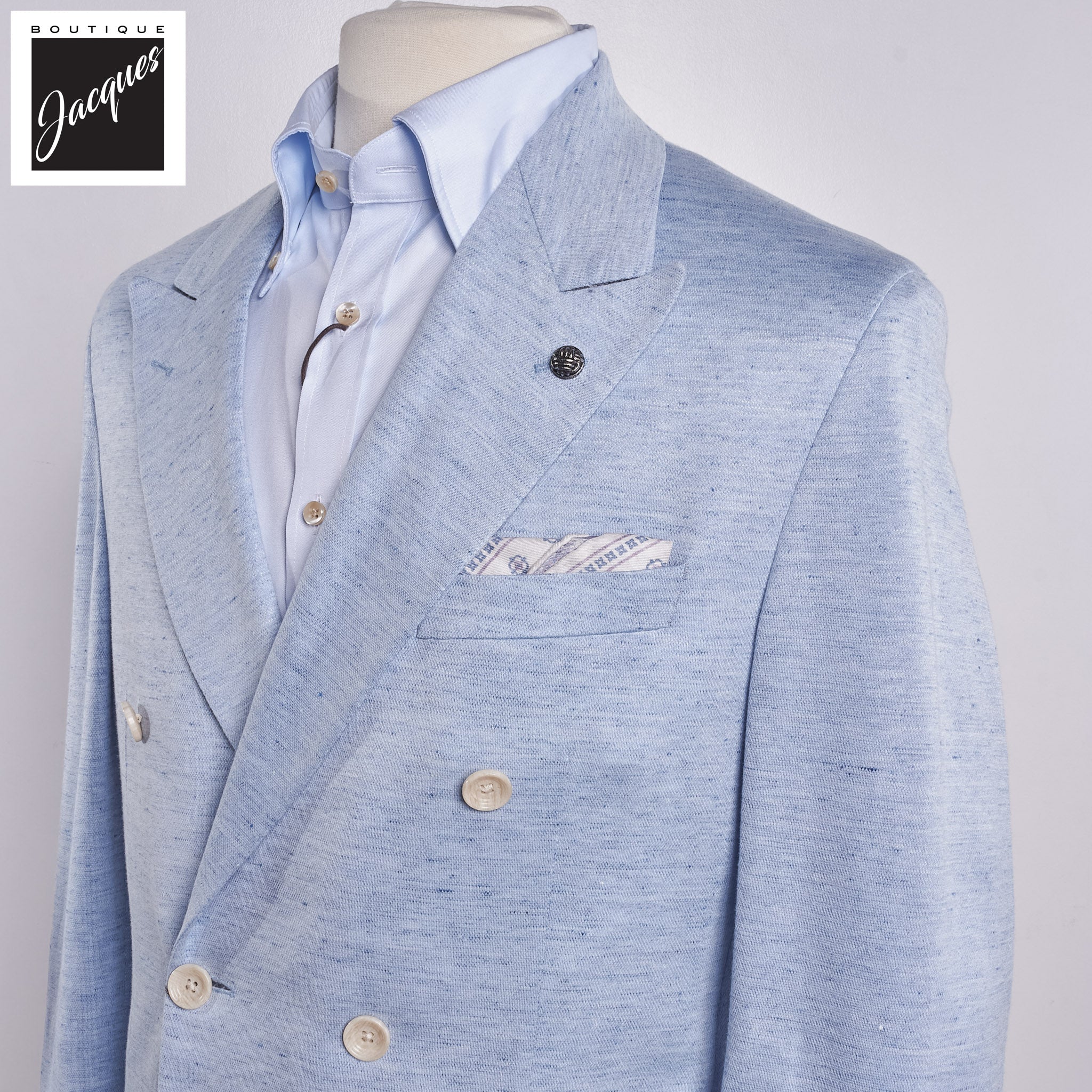 Light Blue Hill Contemporary Fit Double-Breasted Knit Sport Jacket - Jack Victor - Image 2