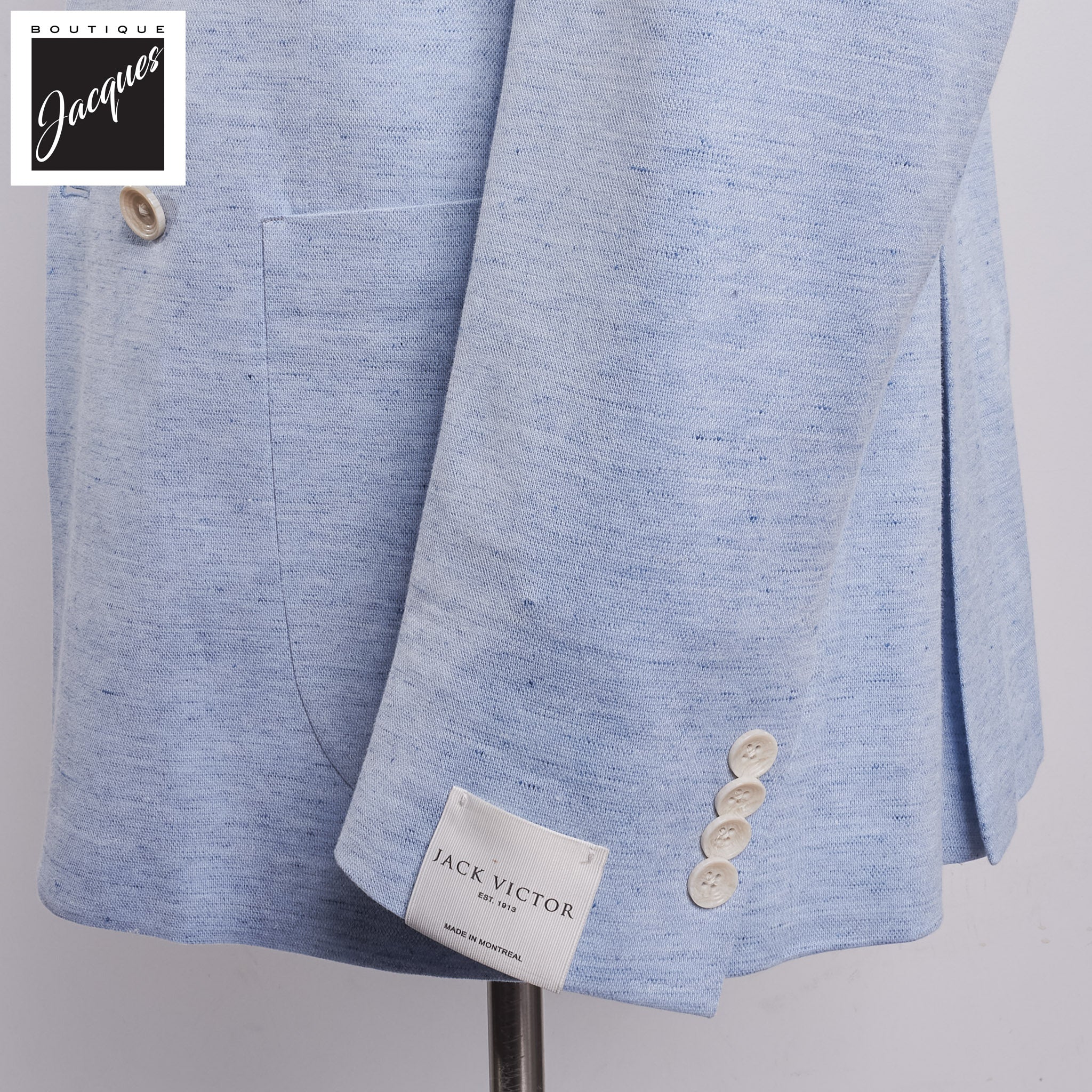 Light Blue Hill Contemporary Fit Double-Breasted Knit Sport Jacket - Jack Victor - Image 3