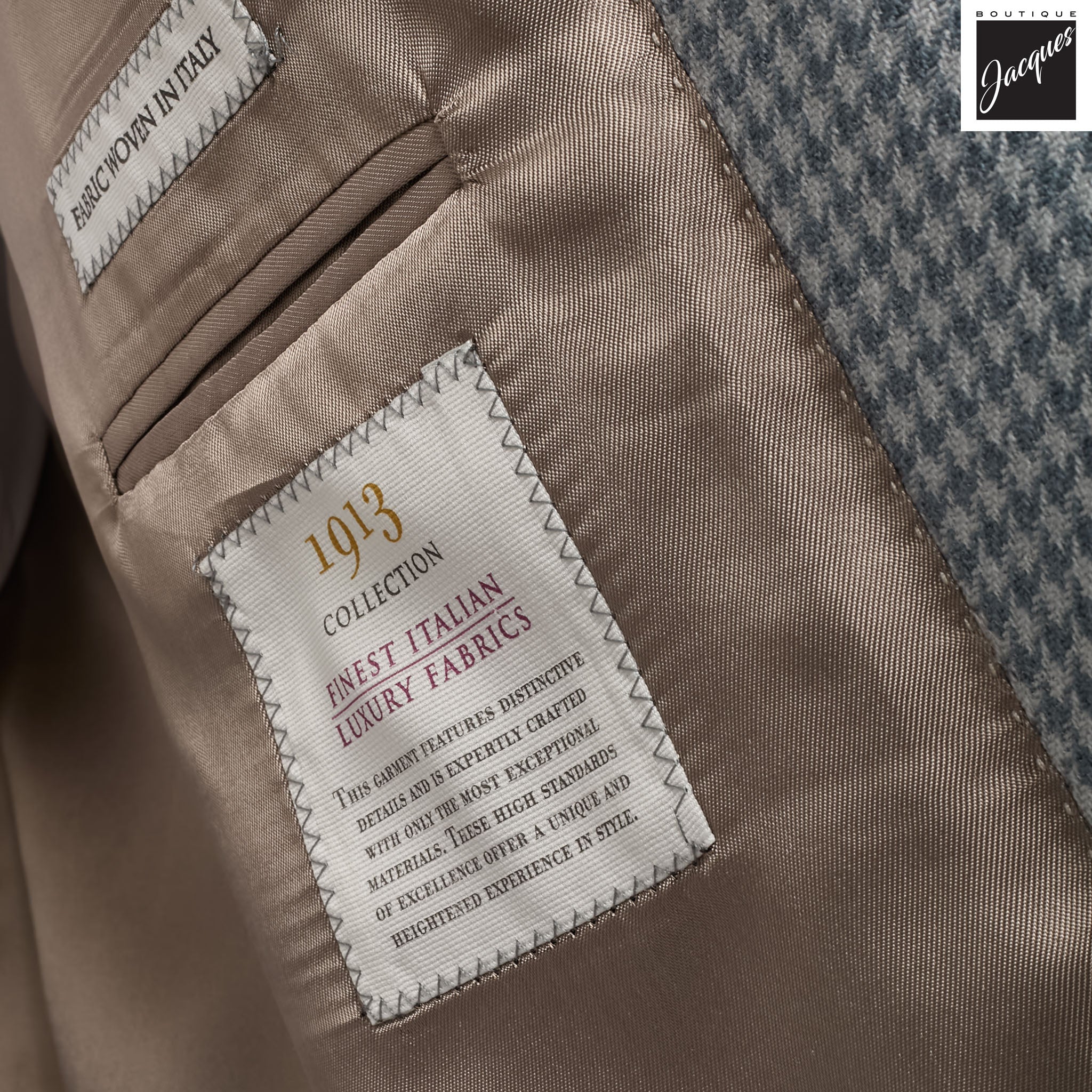 Light Blue Houndstooth Drago Wool Cashmere Myles Contemporary Fit Sport Jacket - Jack Victor - Image 3