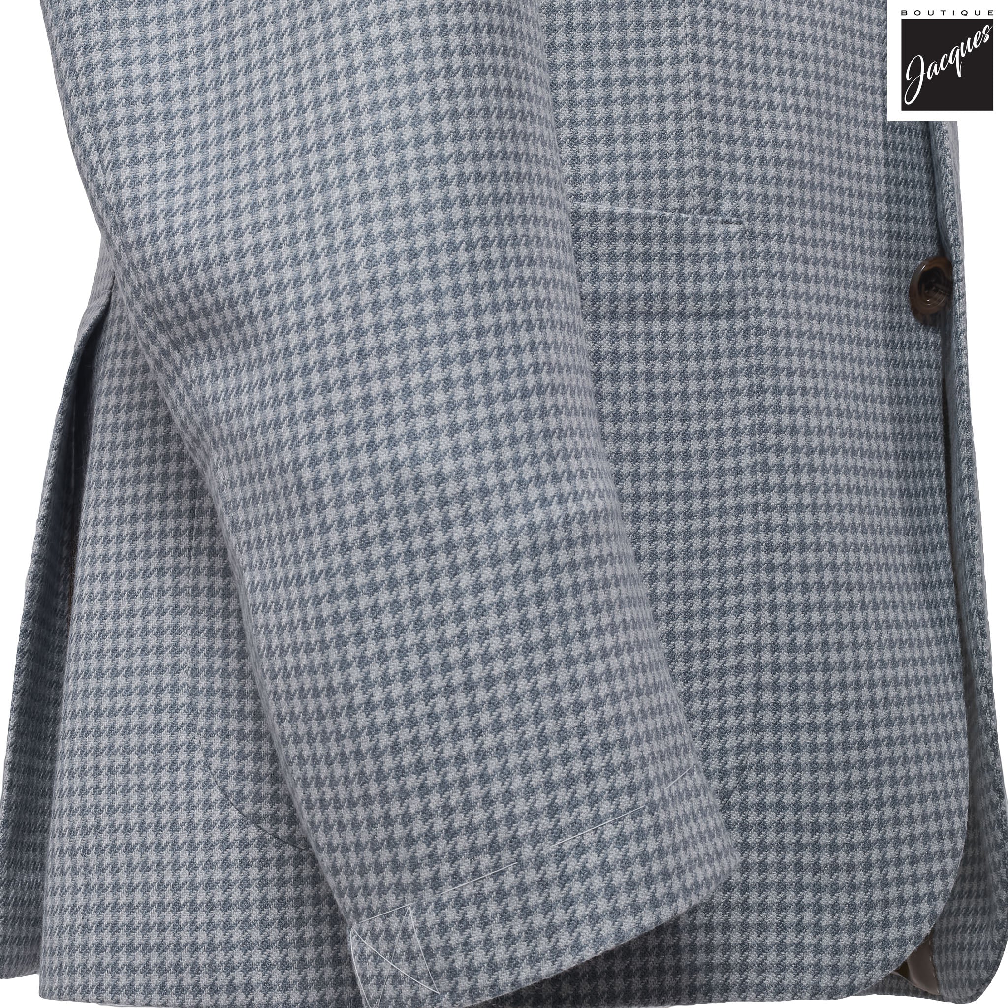 Light Blue Houndstooth Drago Wool Cashmere Myles Contemporary Fit Sport Jacket - Jack Victor - Image 4