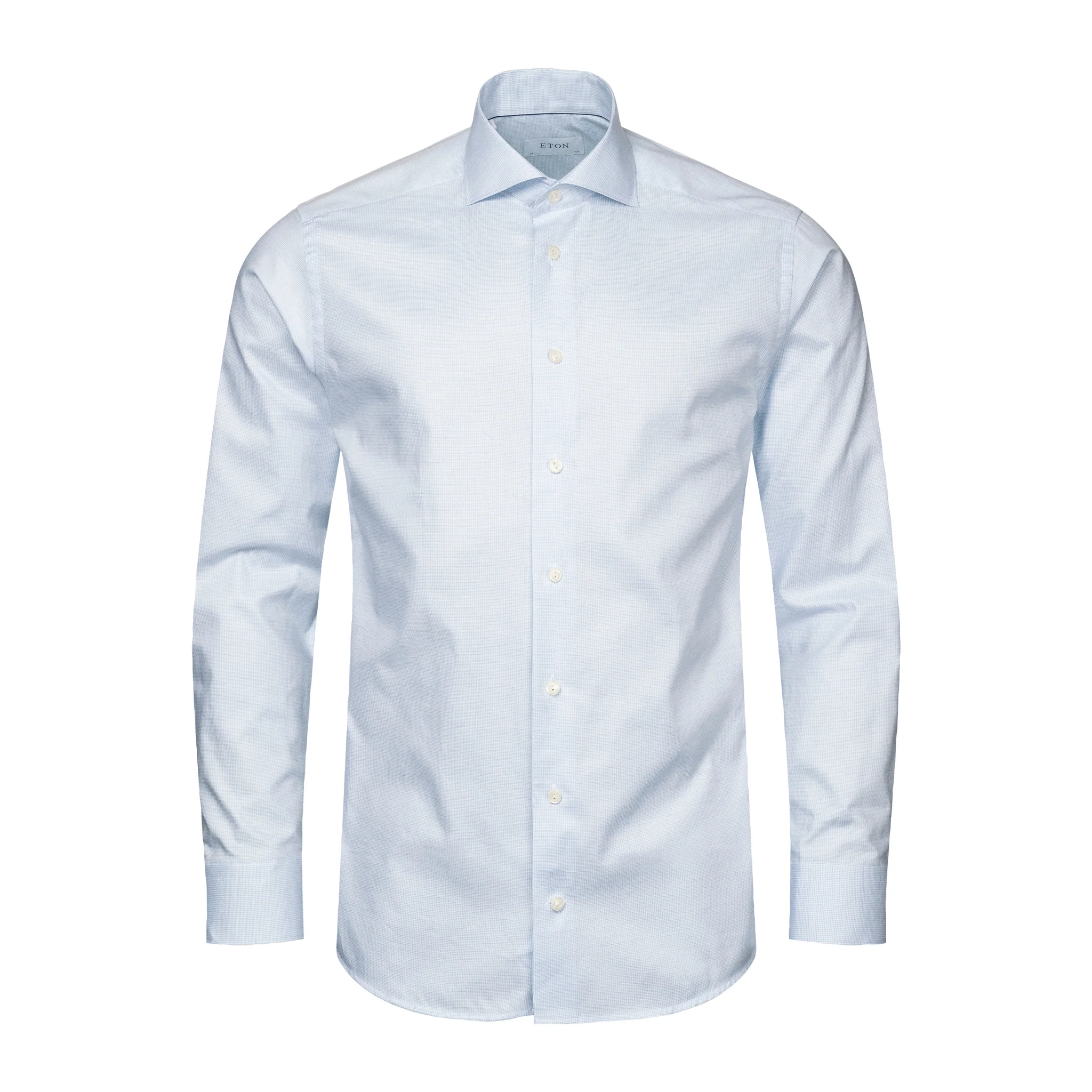 Light Blue Houndstooth Mélange Fine Twill Slim Fit Shirt - ETON - Image 2