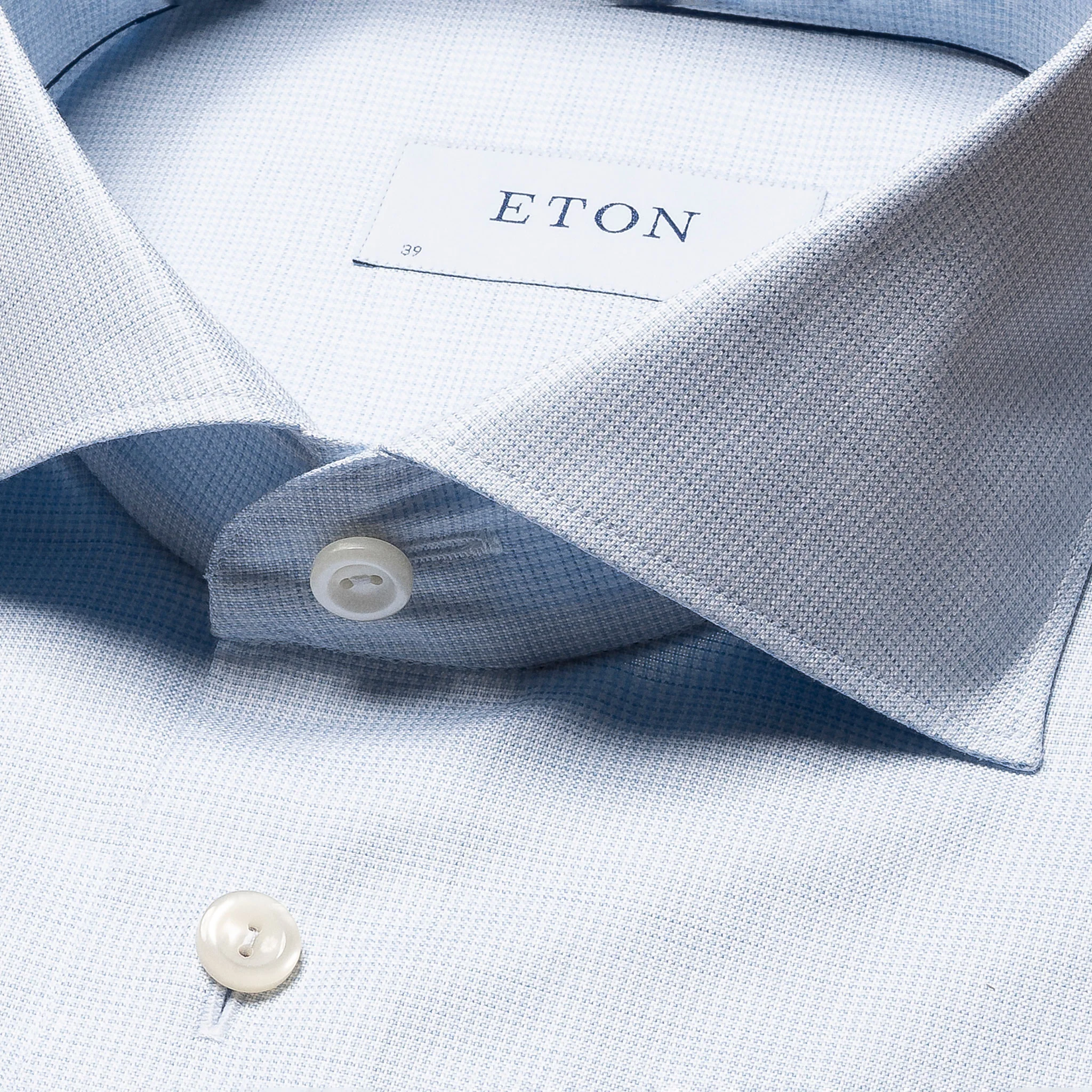 Light Blue Houndstooth Mélange Fine Twill Slim Fit Shirt - ETON - Image 3
