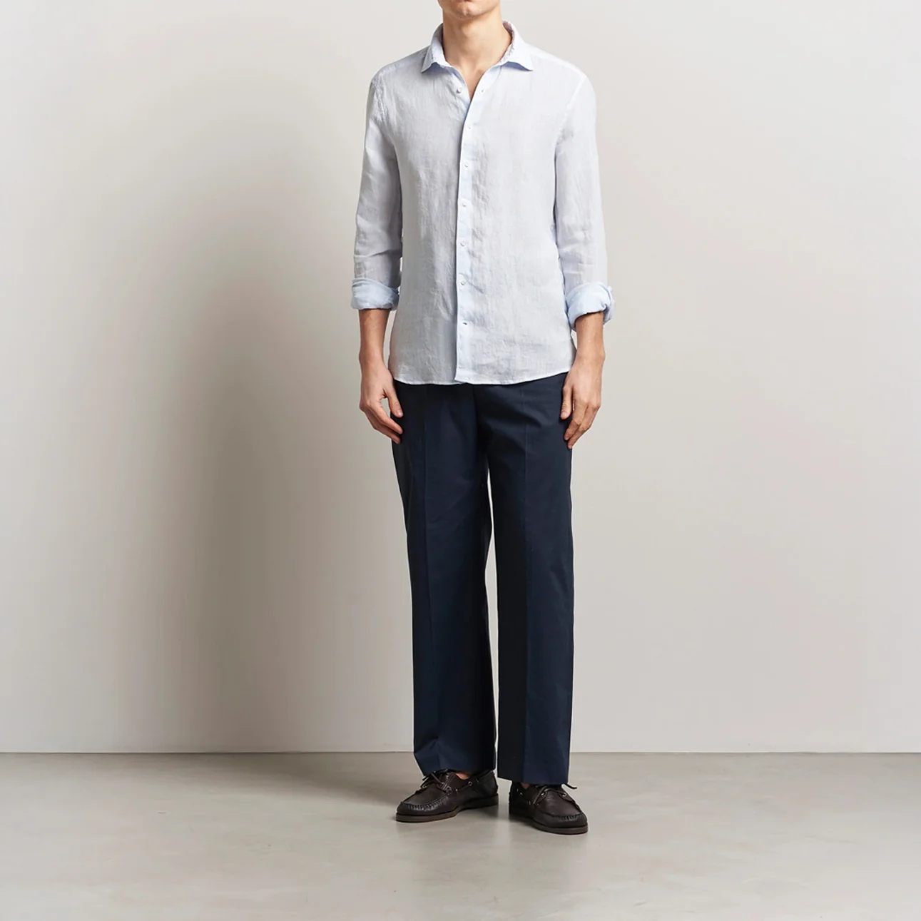 Light Blue Linen Casual Slimline Shirt - Stenströms - Image 4
