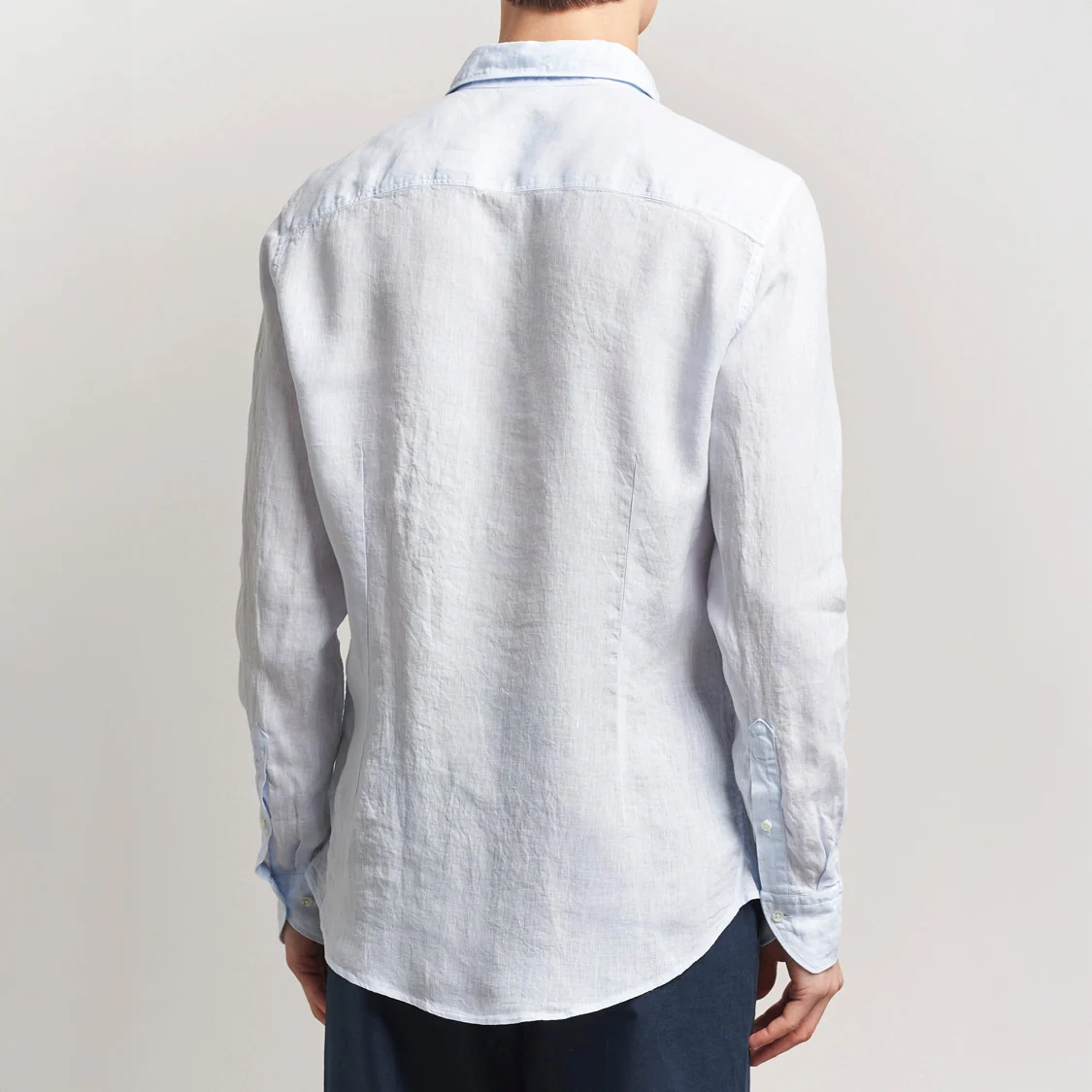 Light Blue Linen Casual Slimline Shirt - Stenströms - Image 6