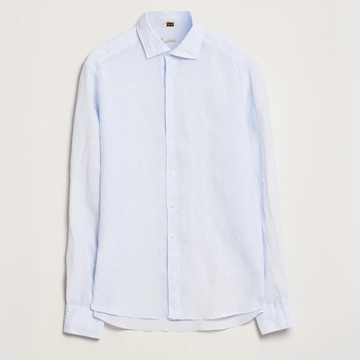Light Blue Linen Casual Slimline Shirt - Stenströms - Image 8