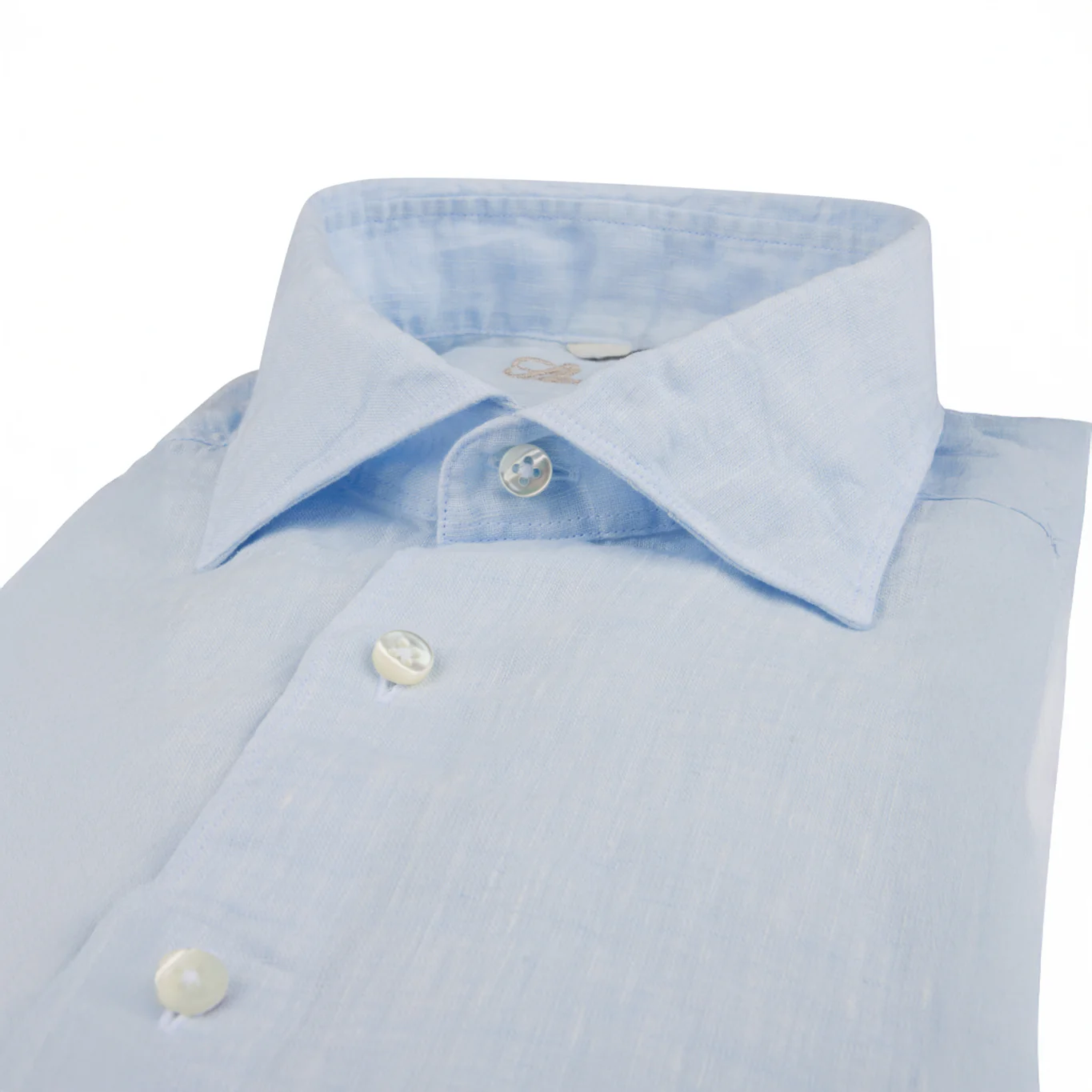 Light Blue Linen Casual Slimline Shirt - Stenströms - Image 9