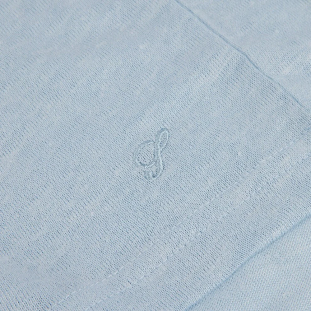 Light Blue Linen Crew Neck T-Shirt - Stenströms - Image 5