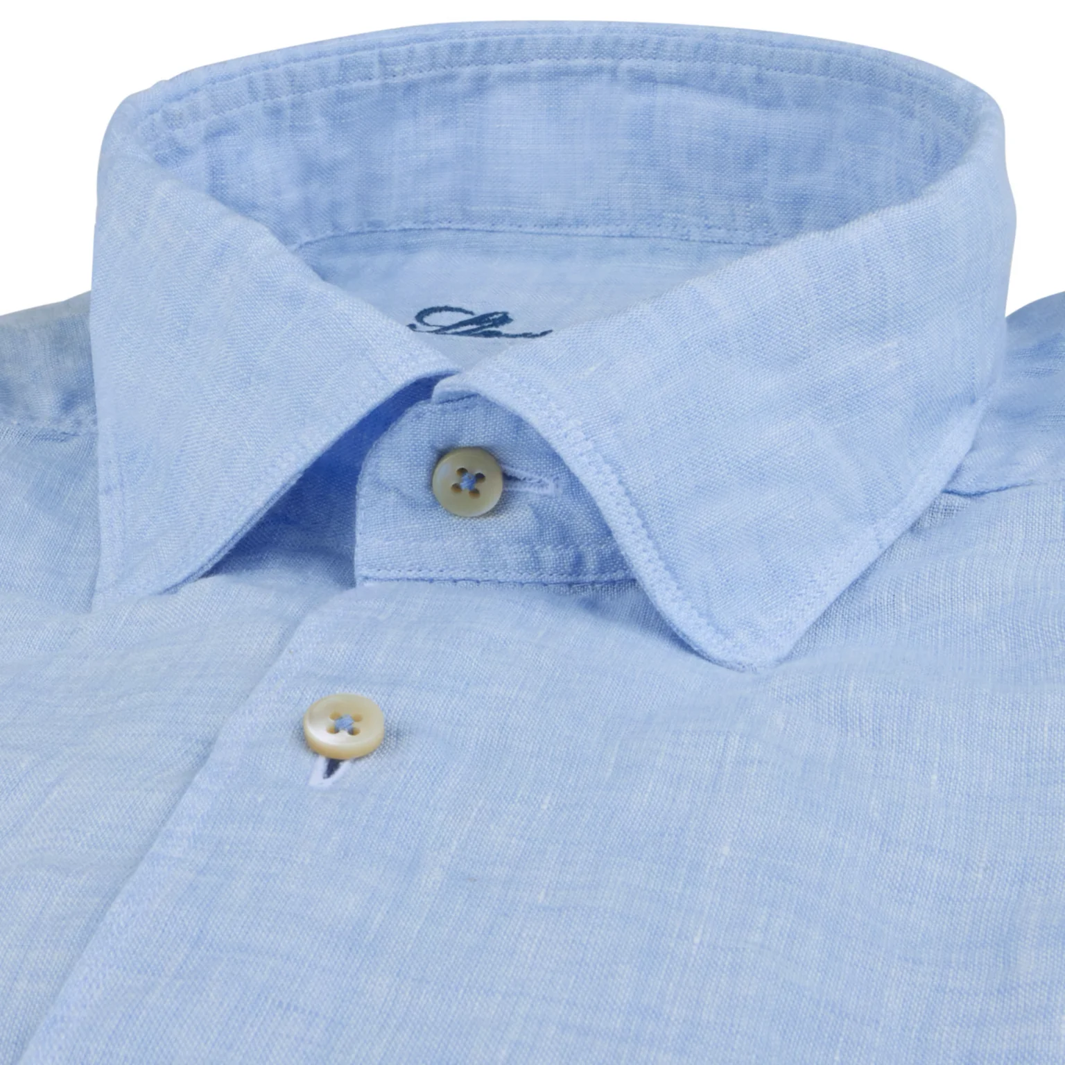 Light Blue Linen Fitted Body Casual Shirt - Stenströms - Image 3