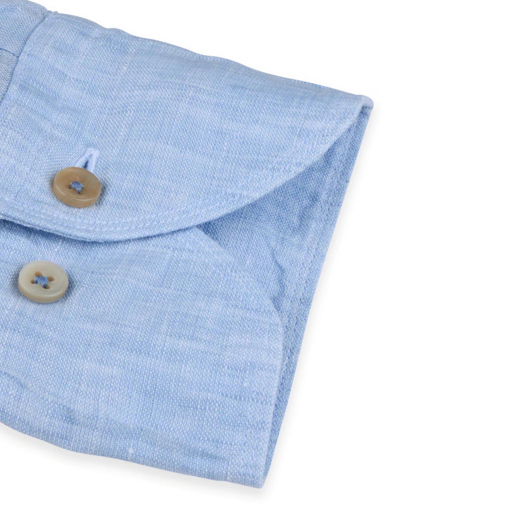 Light Blue Linen Fitted Body Casual Shirt - Stenströms - Image 4