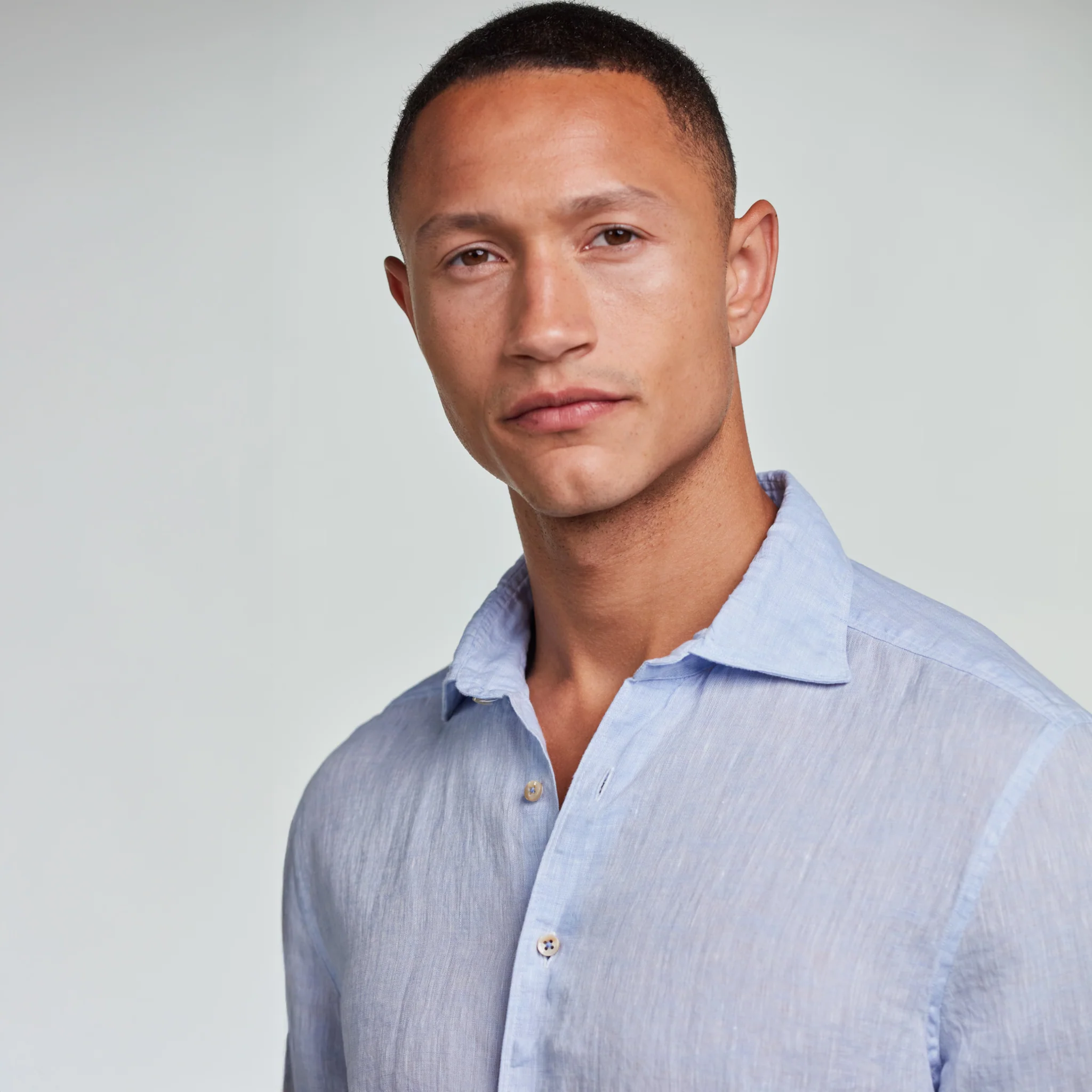 Light Blue Linen Fitted Body Casual Shirt - Stenströms - Image 6