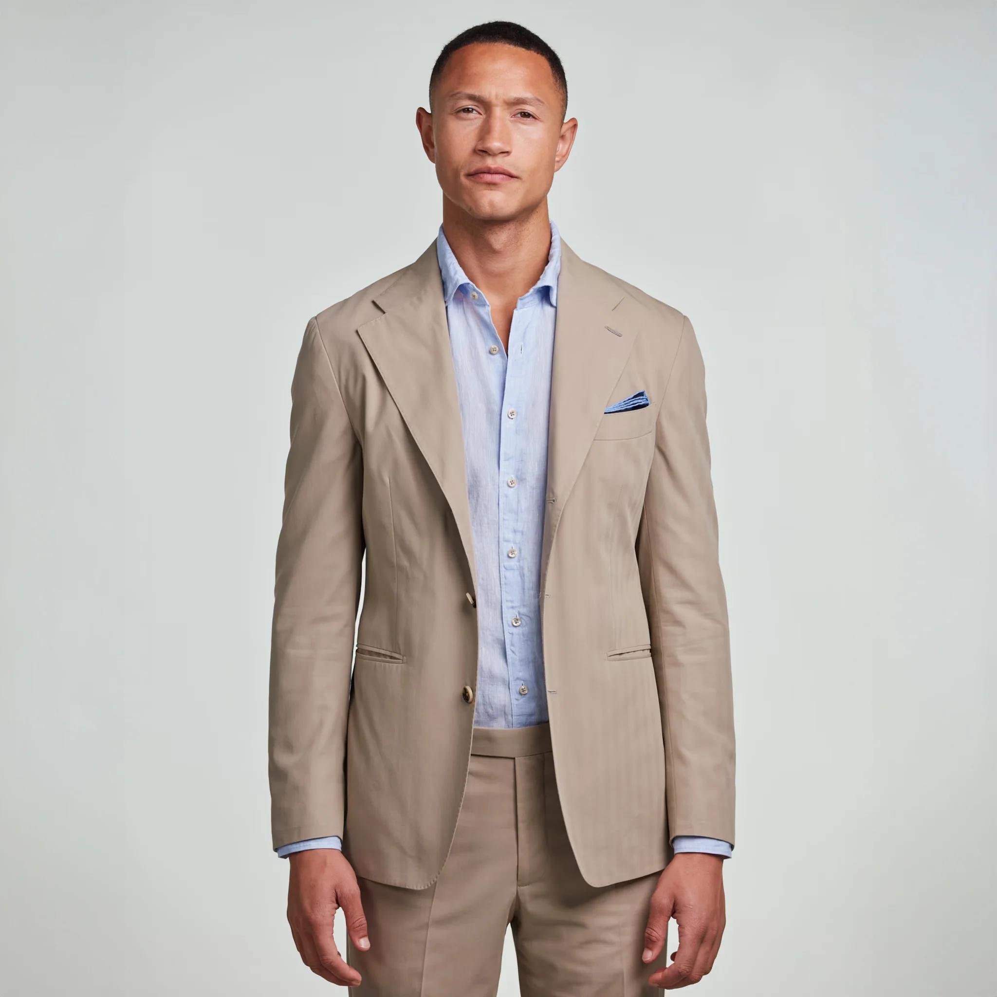 Light Blue Linen Fitted Body Casual Shirt - Stenströms - Image 7