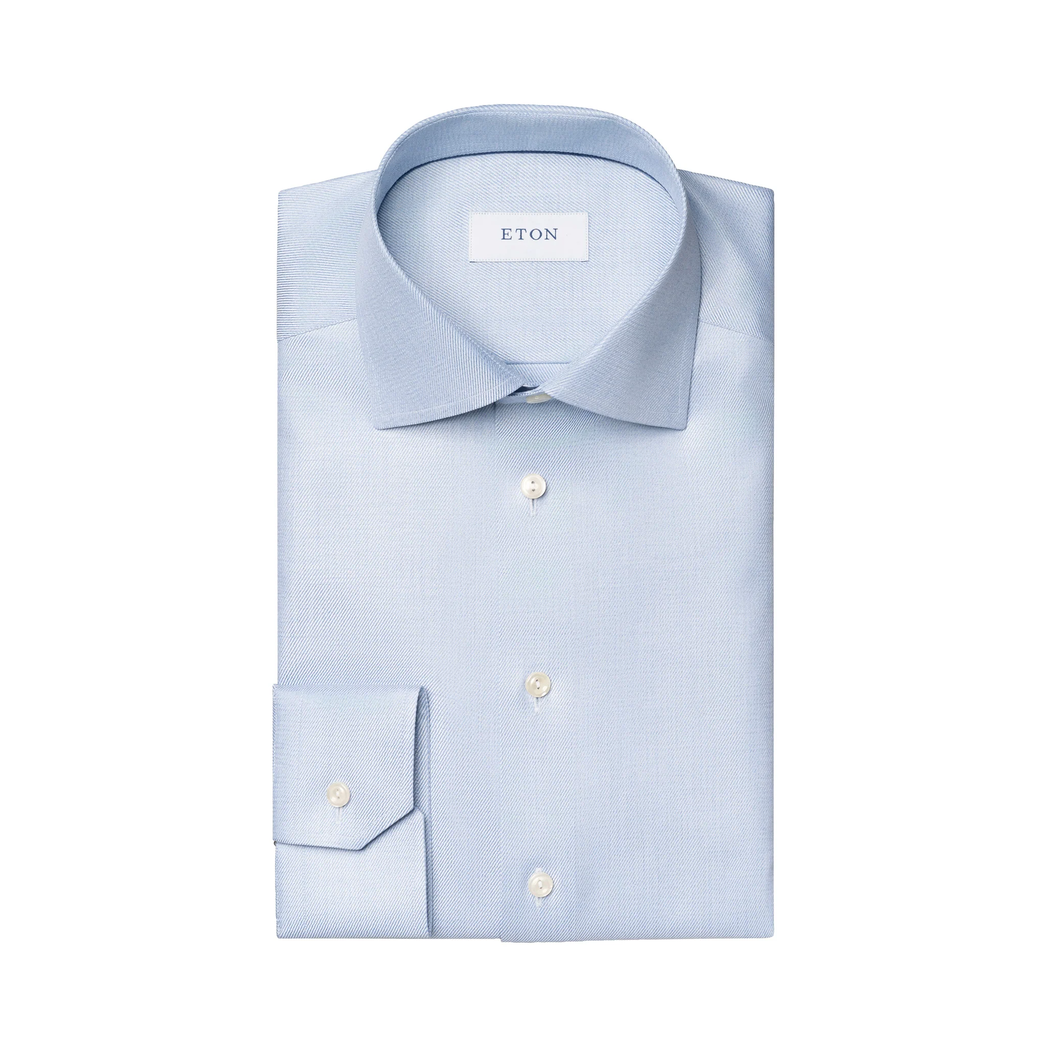 Light Blue Mélange Cotton-Tencel Lyocell Slim Fit Shirt - ETON