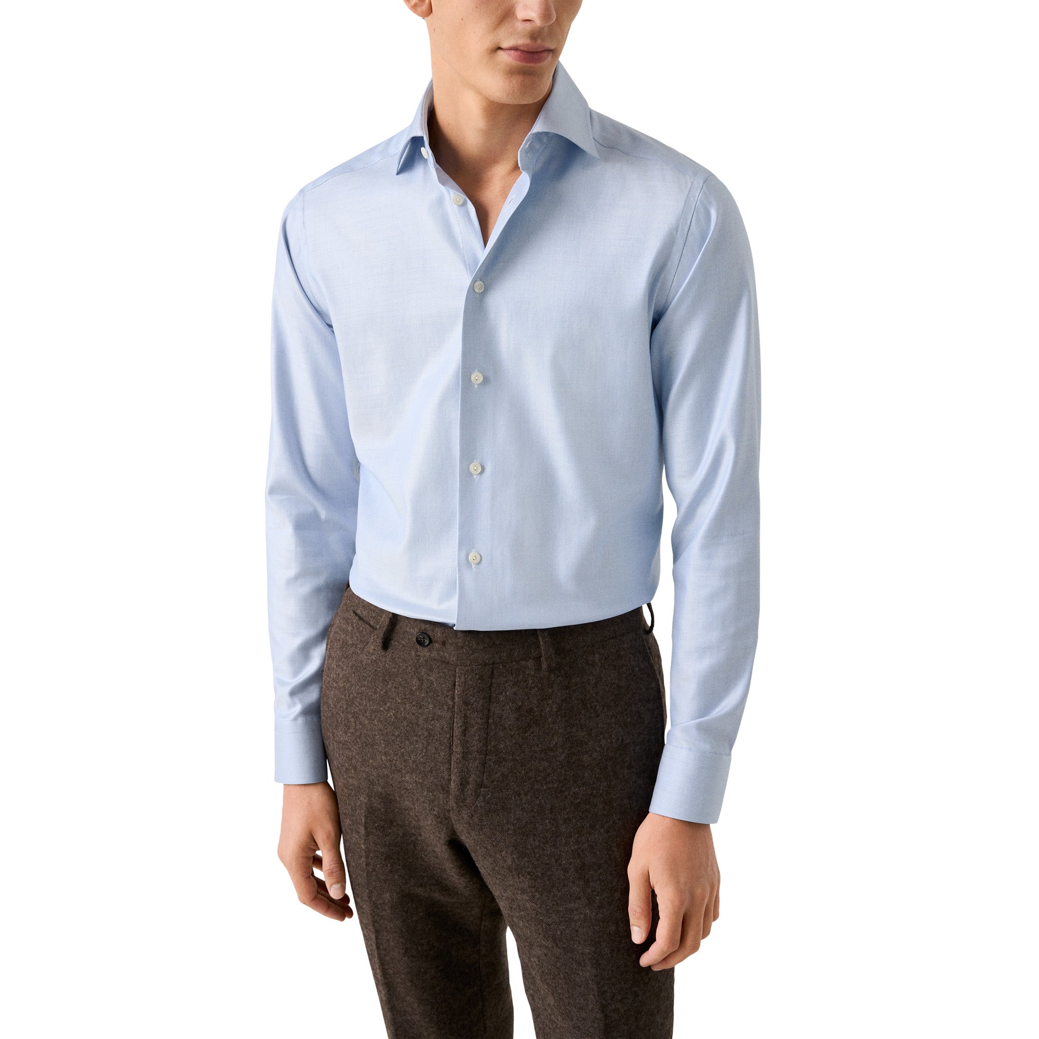 Light Blue Mélange Cotton-Tencel Lyocell Slim Fit Shirt - ETON - Image 4