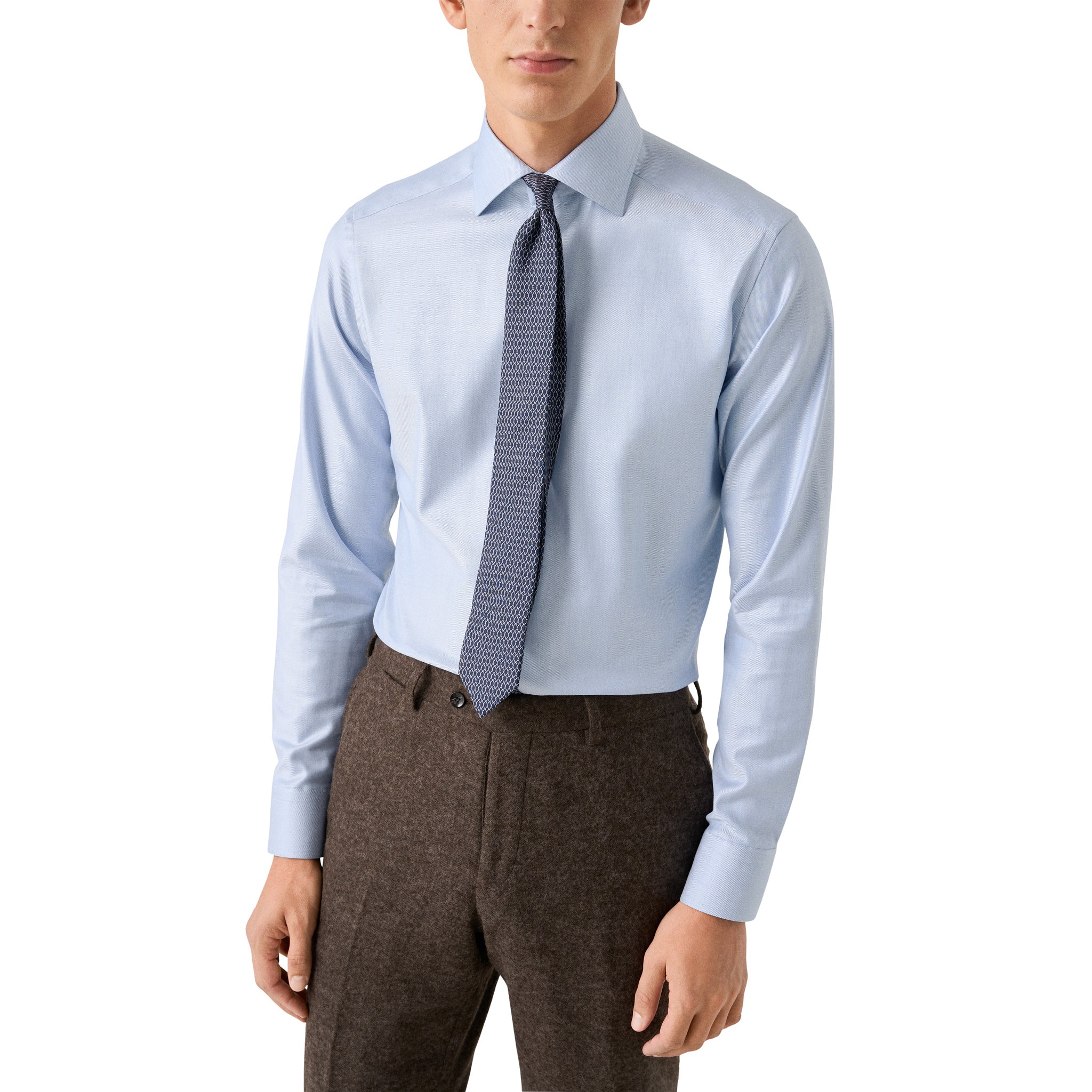 Light Blue Mélange Cotton-Tencel Lyocell Slim Fit Shirt - ETON - Image 8