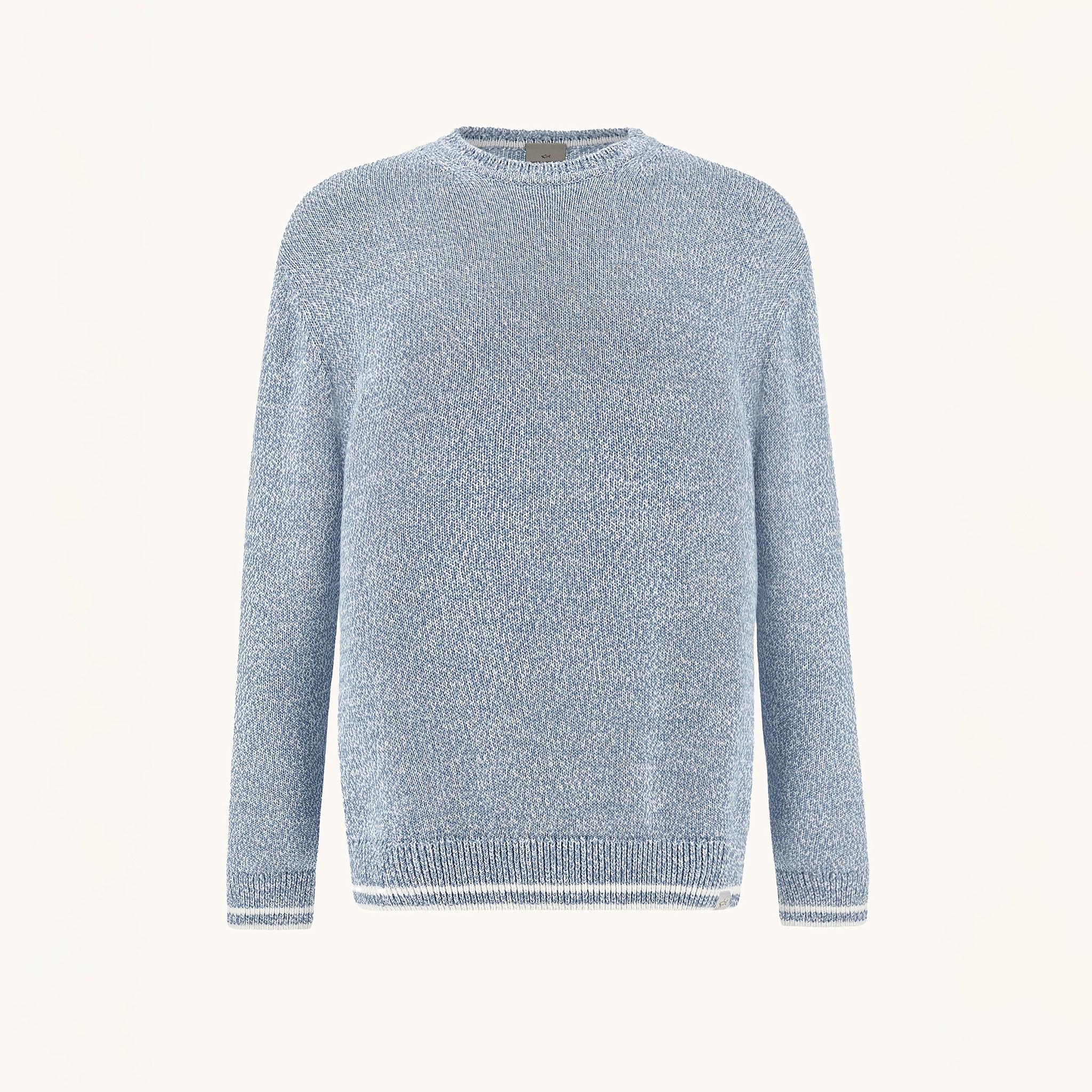 Light Blue Mélange Piuma Cotton Knit Crew Neck - Paul & Shark (RIVIERA) - Image 10